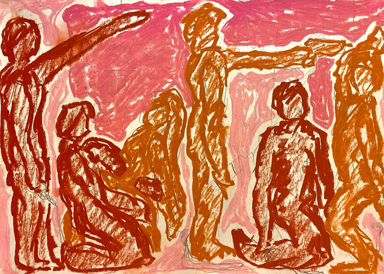 Textile, Paint, Art, Painting, Red