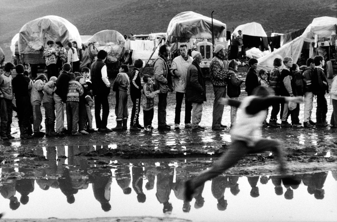Public space, Water, Umbrella, White, Human, Black, Standing, Black-and-white, Style, Crowd