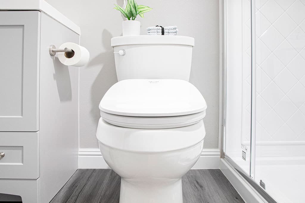Toilet seat, Plumbing fixture, Property, White, Bathroom, Plant, Rectangle, Wood, Floor