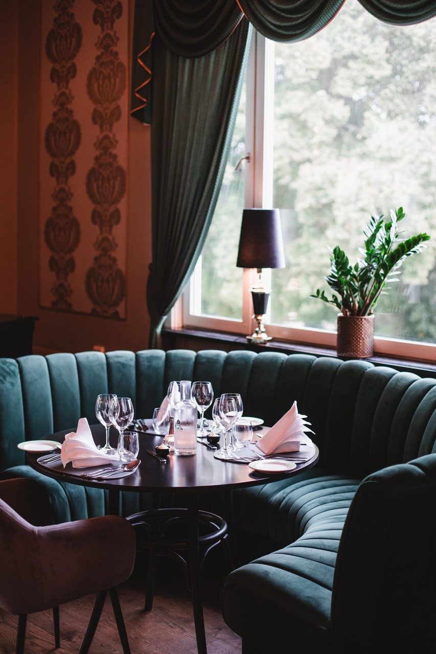 Table, Furniture, Property, Couch, Black, Curtain, Plant, Purple, Comfort, Building