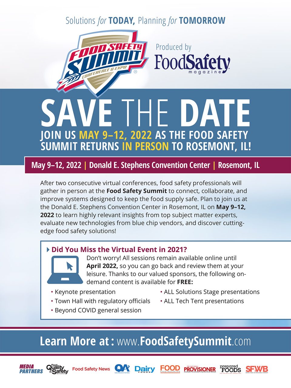 Full page ad, Save the date, May 9-12, Computer icon, Logo, Branding