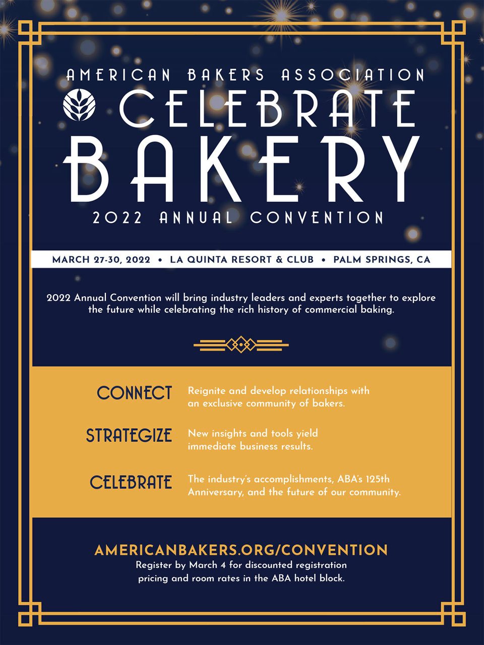 Full-page ad, Art nouveau style, Gold, Dark blue, Text, Wheat icon