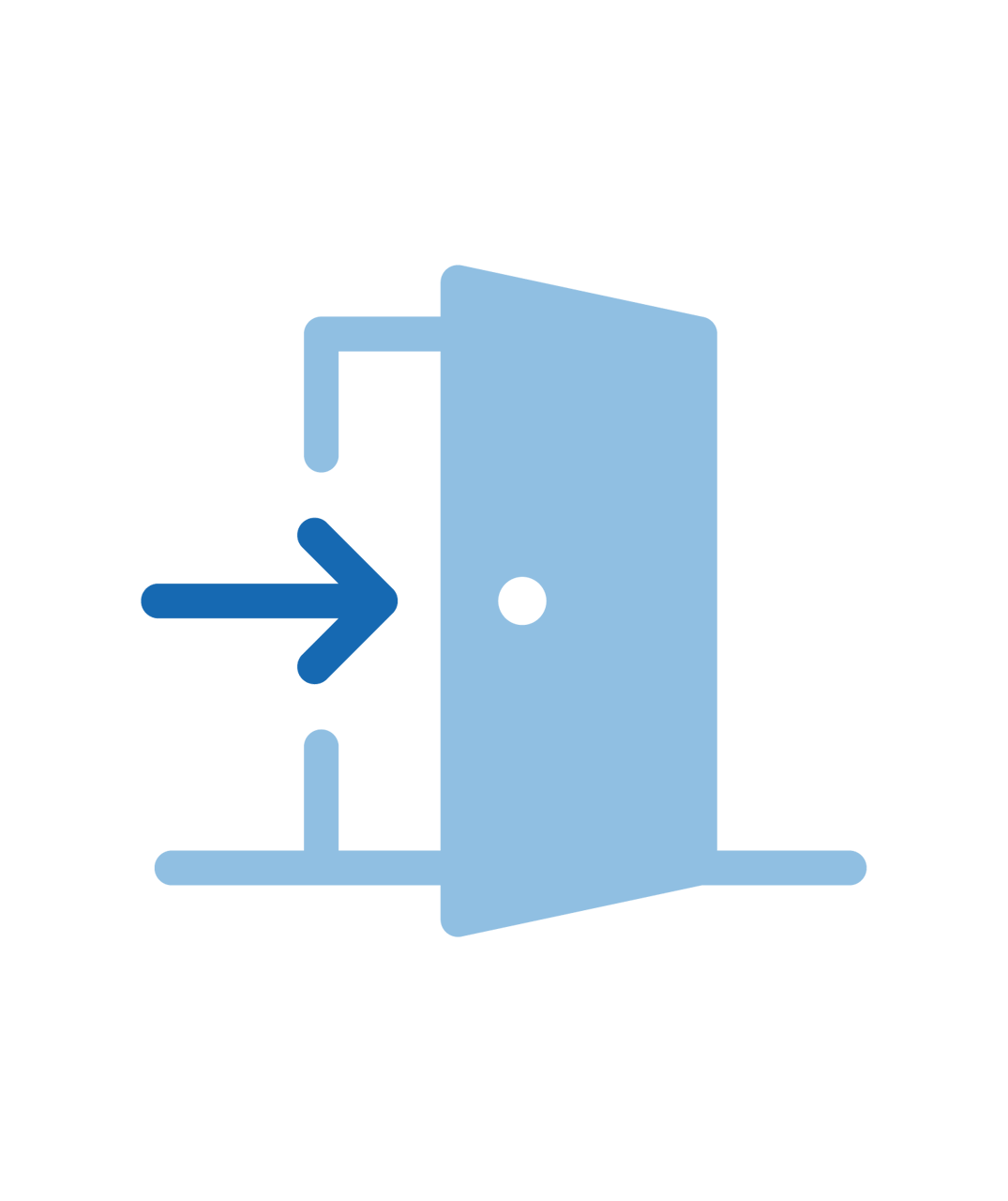 Entry icon: open door with blue arrow.