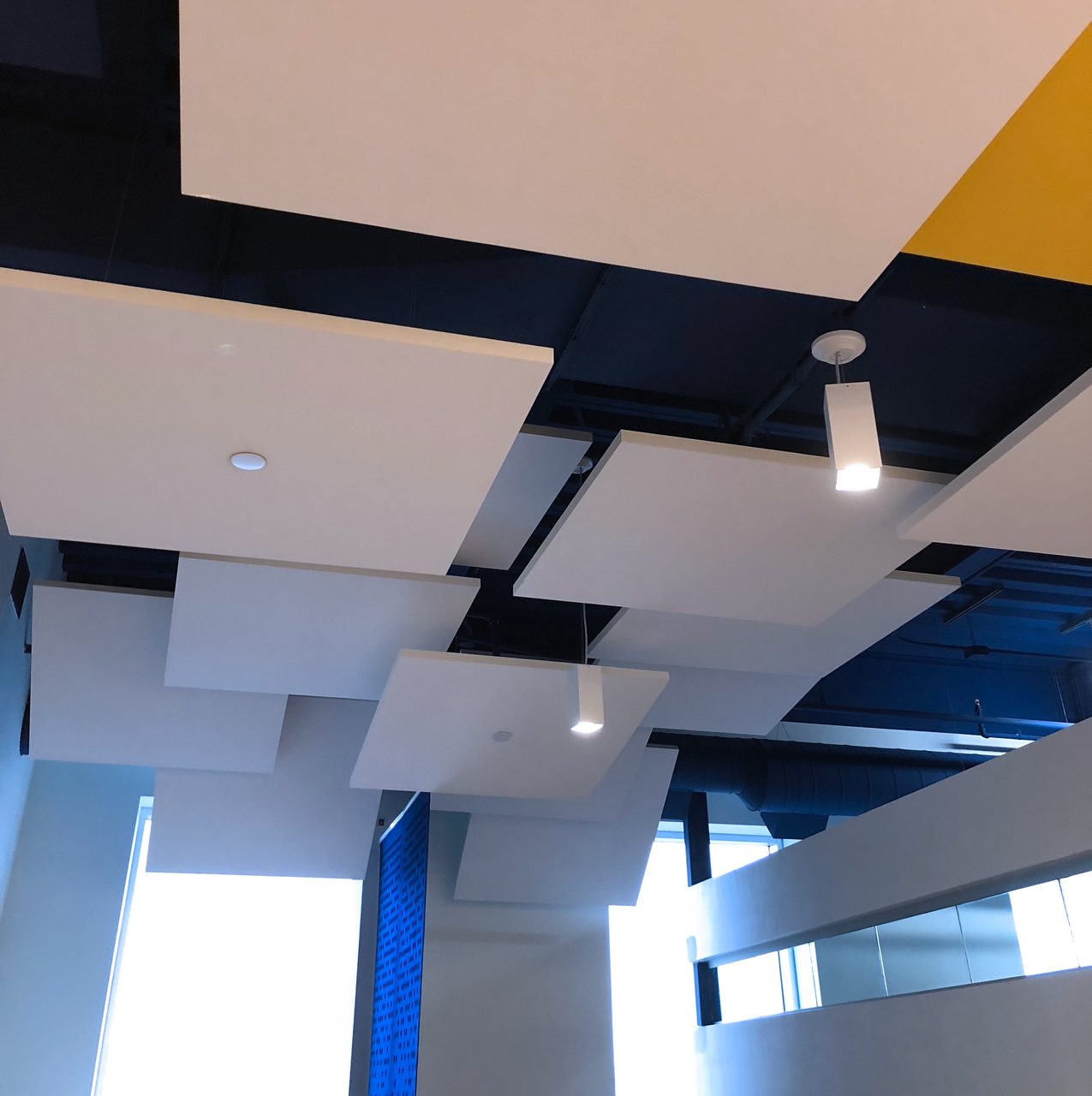 Interior design, Blue, Shade, Rectangle, Wood