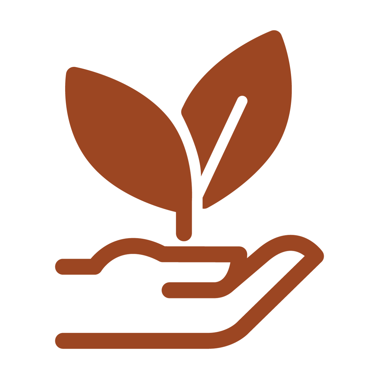 Icon of a hand holding a young plant