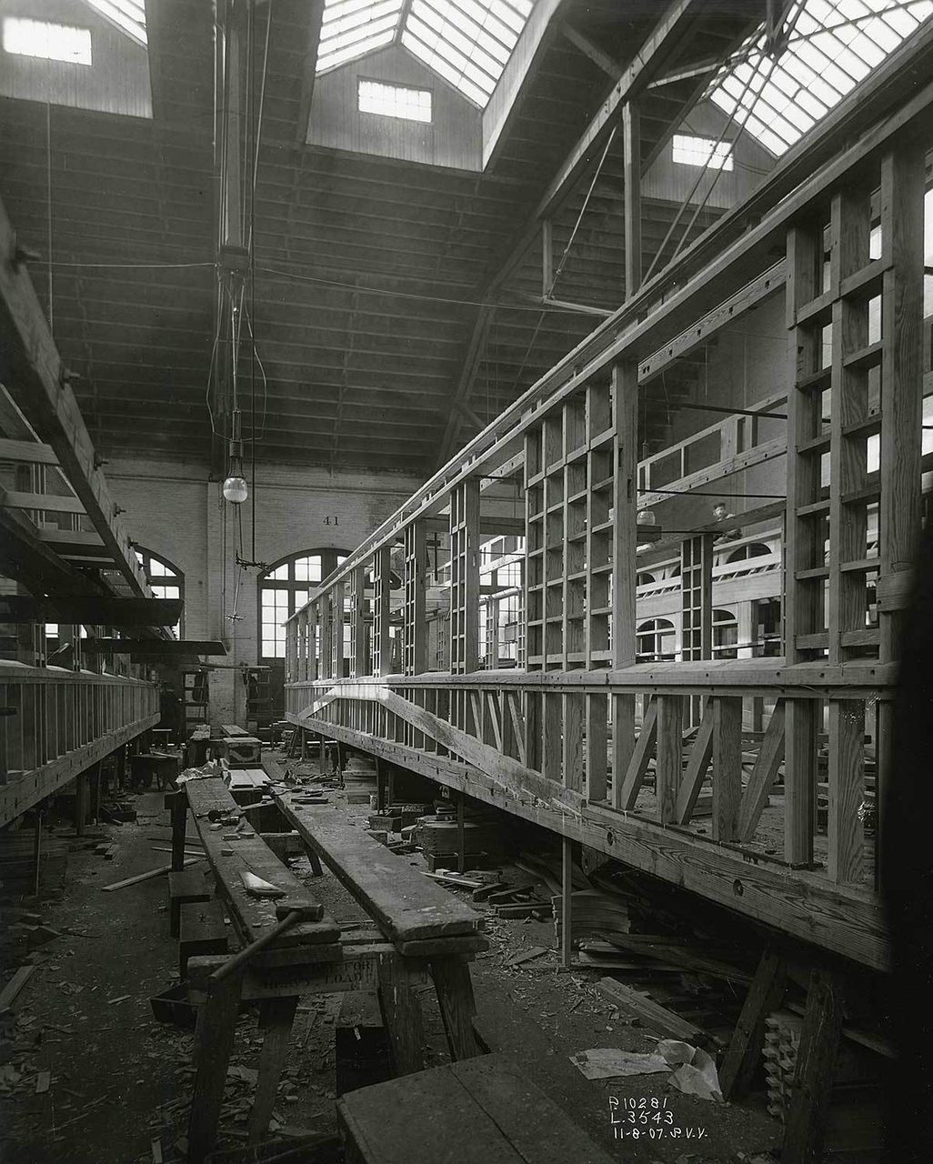 Building, Shelf, Wood, Beam, Black-and-white