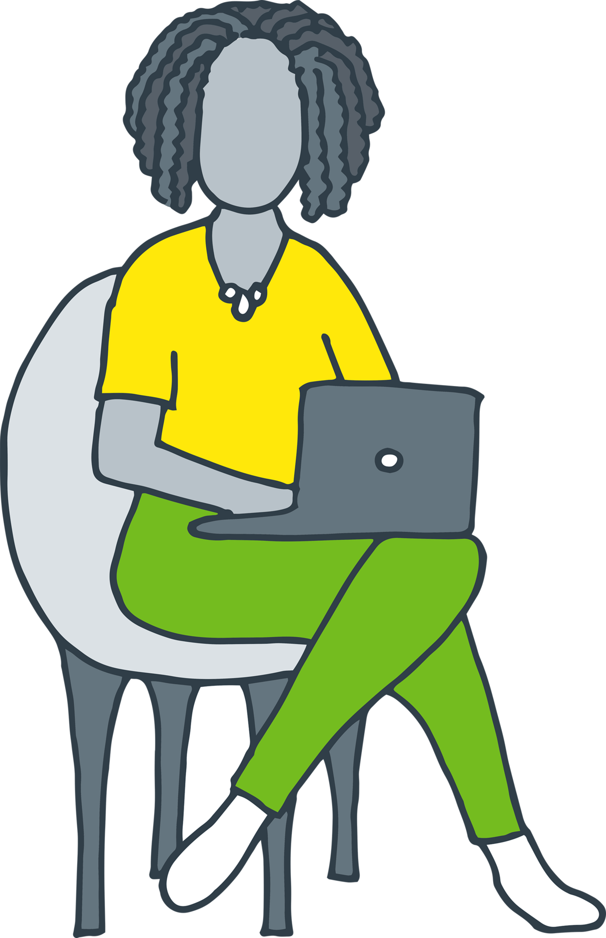 lady using laptop graphic