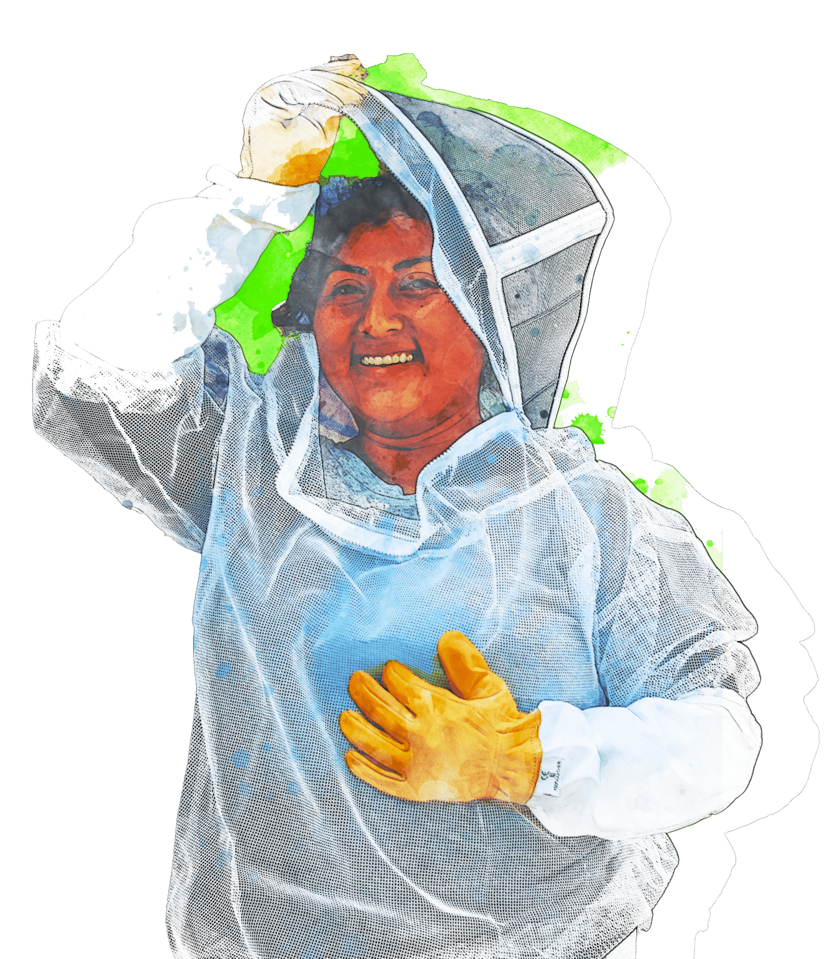 Rain suit, Smile, Sleeve, Gesture, Raincoat, Headgear, Happy