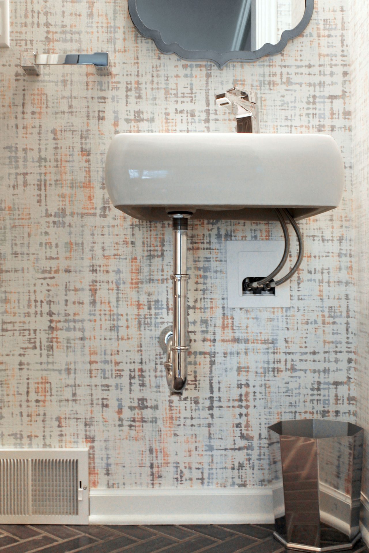 Plumbing fixture, Interior design, Furniture, Cabinetry, Tap, Wood, Textile, Rectangle, Grey, Flooring