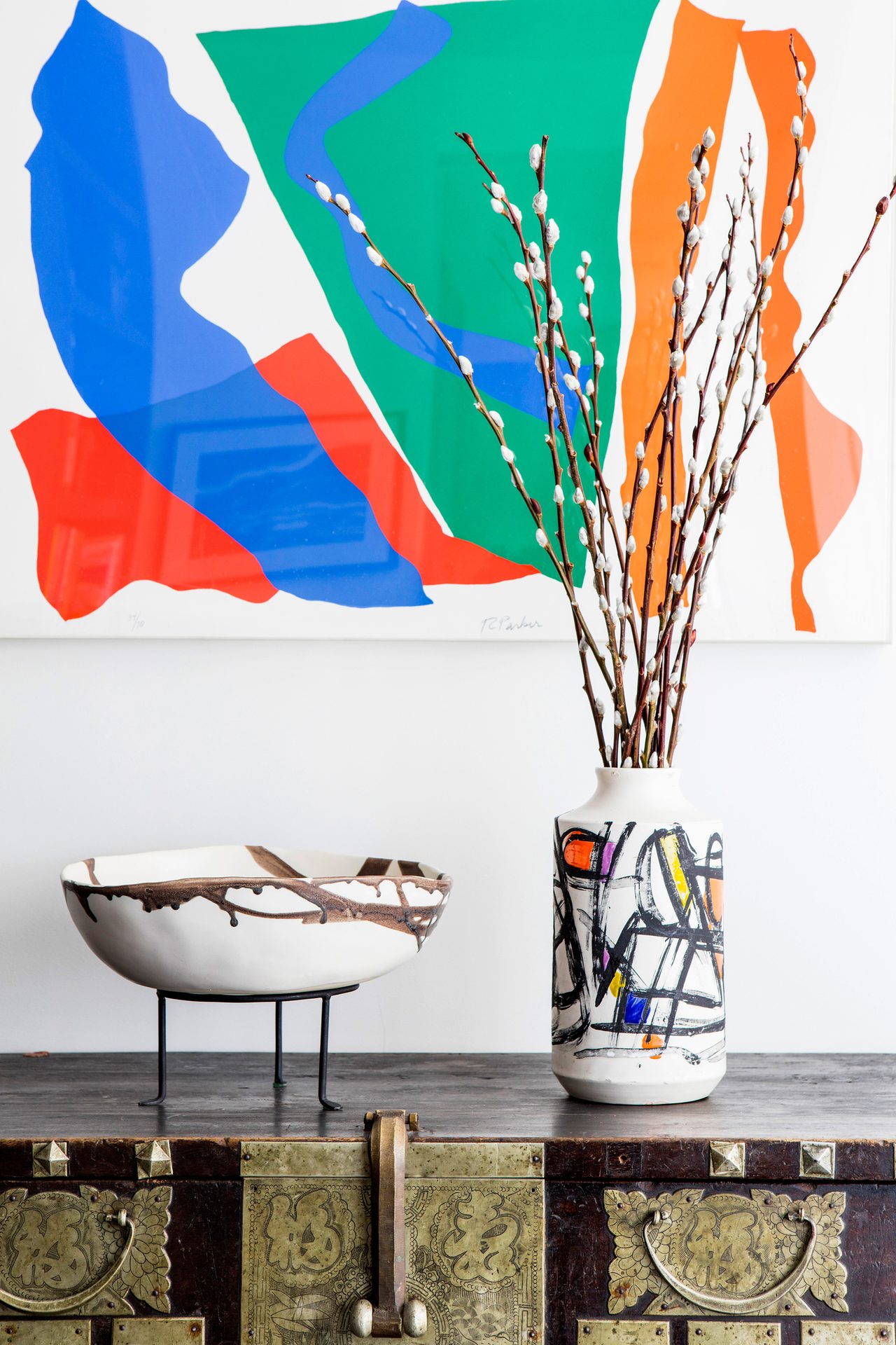 Plant, Flowerpot, Product, Branch, Orange, Twig, Yellow, Rectangle, Line, Wall