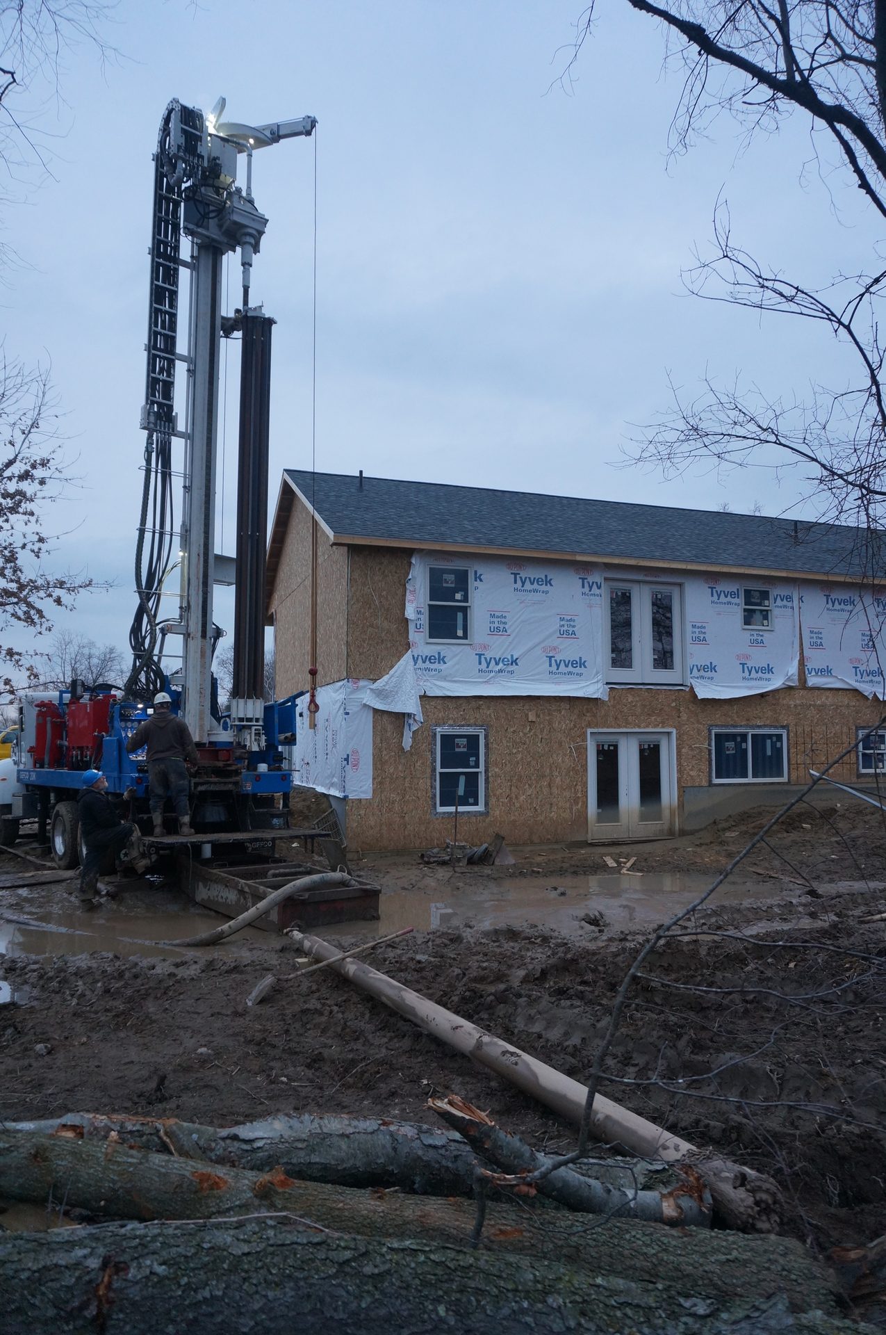 Sky, Building, Window, Vehicle, House, Asphalt, Electricity