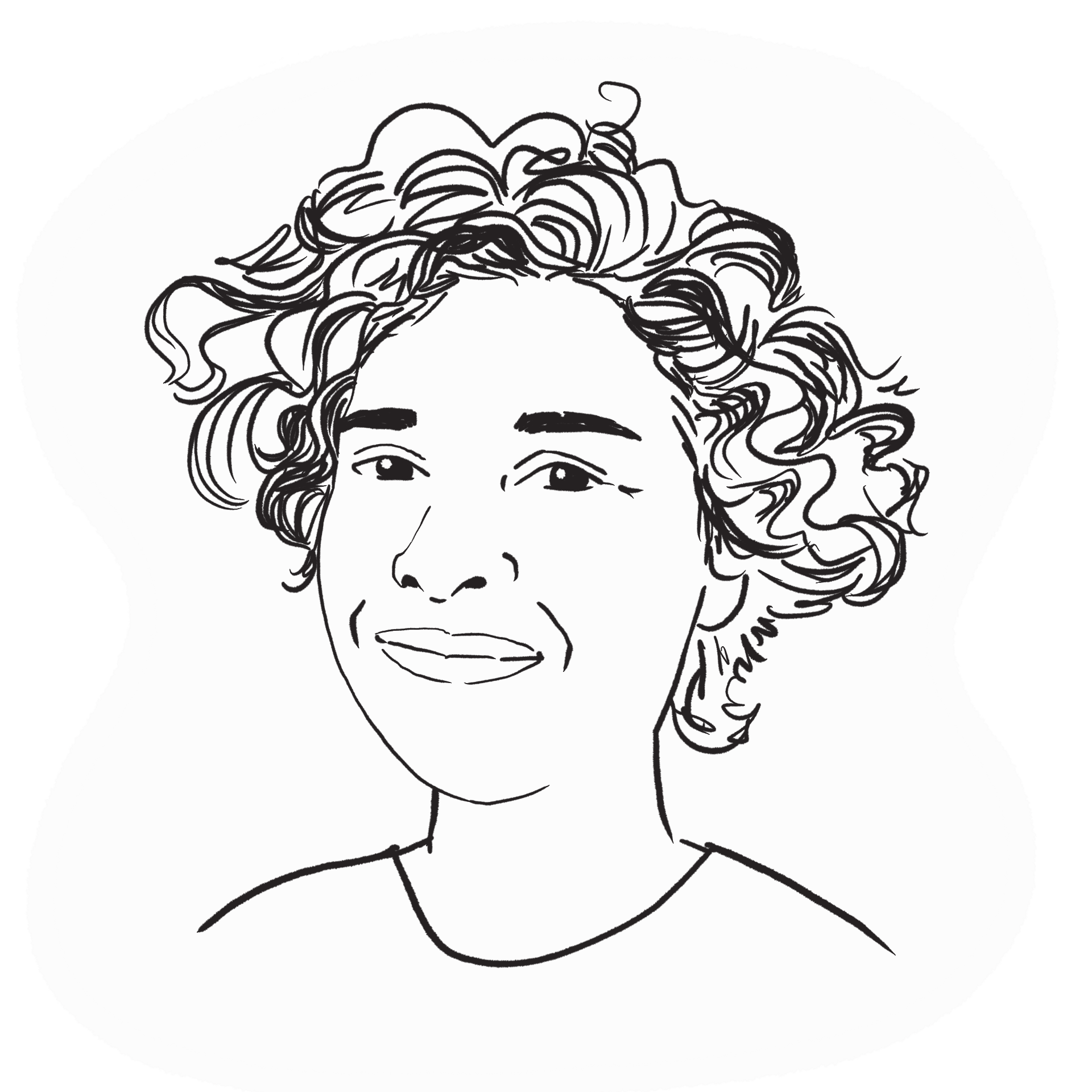 Illustration of an anonymous person - a woman with short curly hair