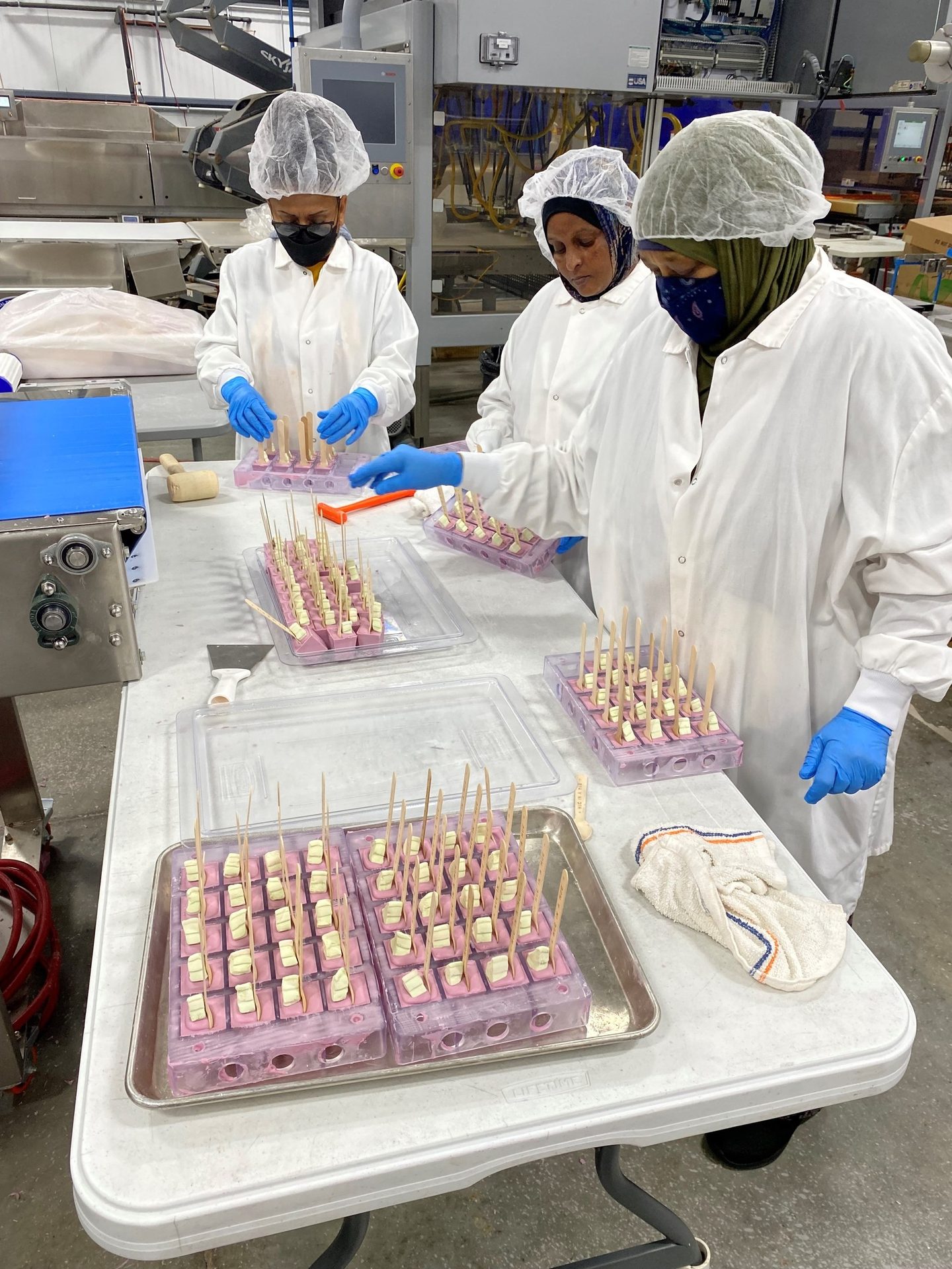 Food, Table, Chef, Factory, Protective wear, People