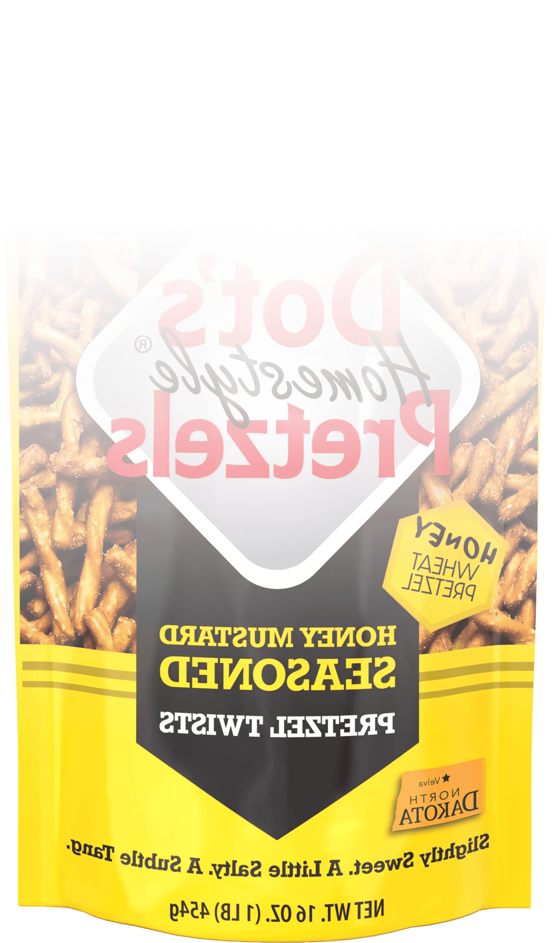 Stand-up pouch, Packaging, Pretzels, Black, Yellow, Red, Font, Text