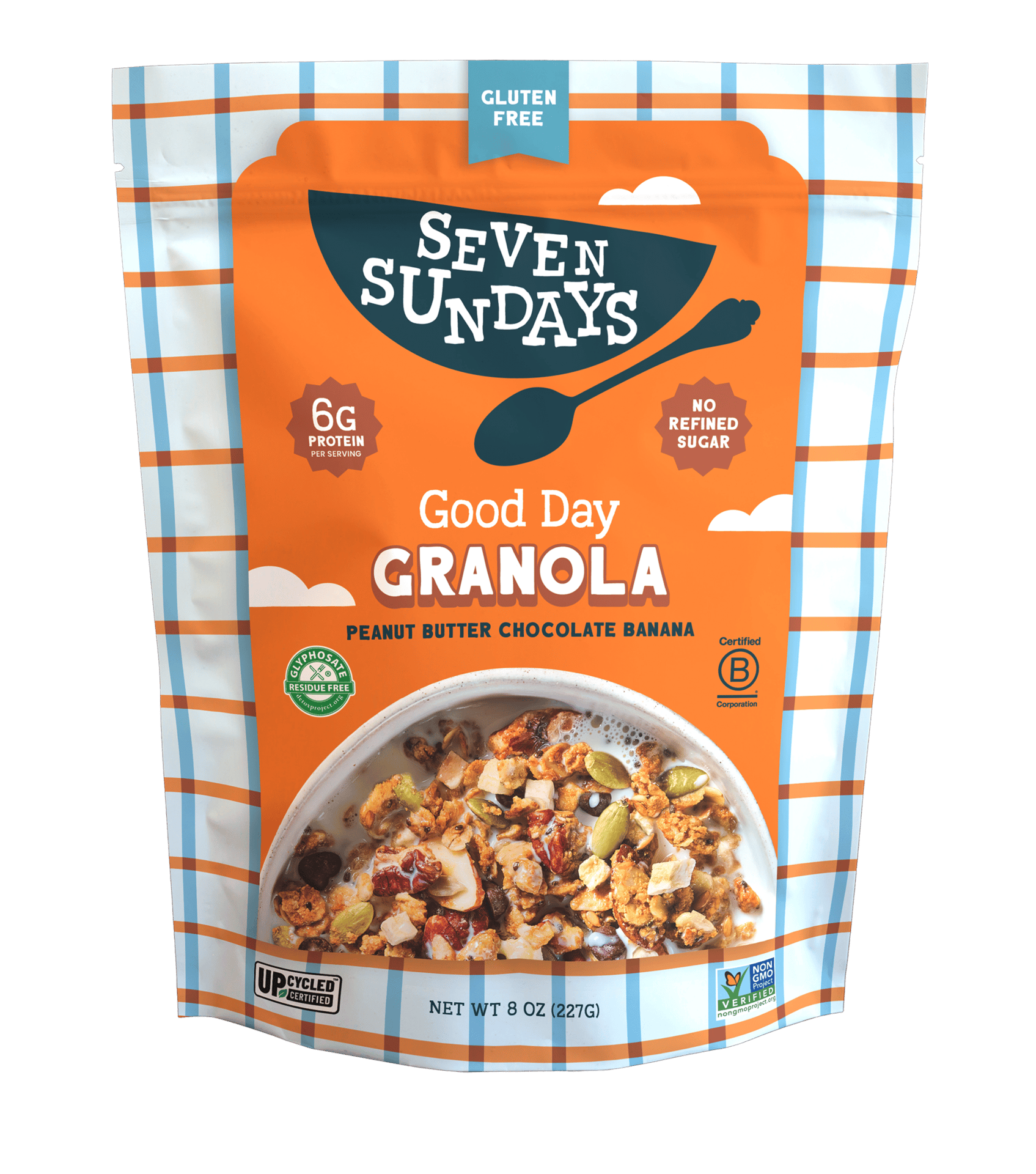 Seven Sundays Good Day Granola in orange packaging