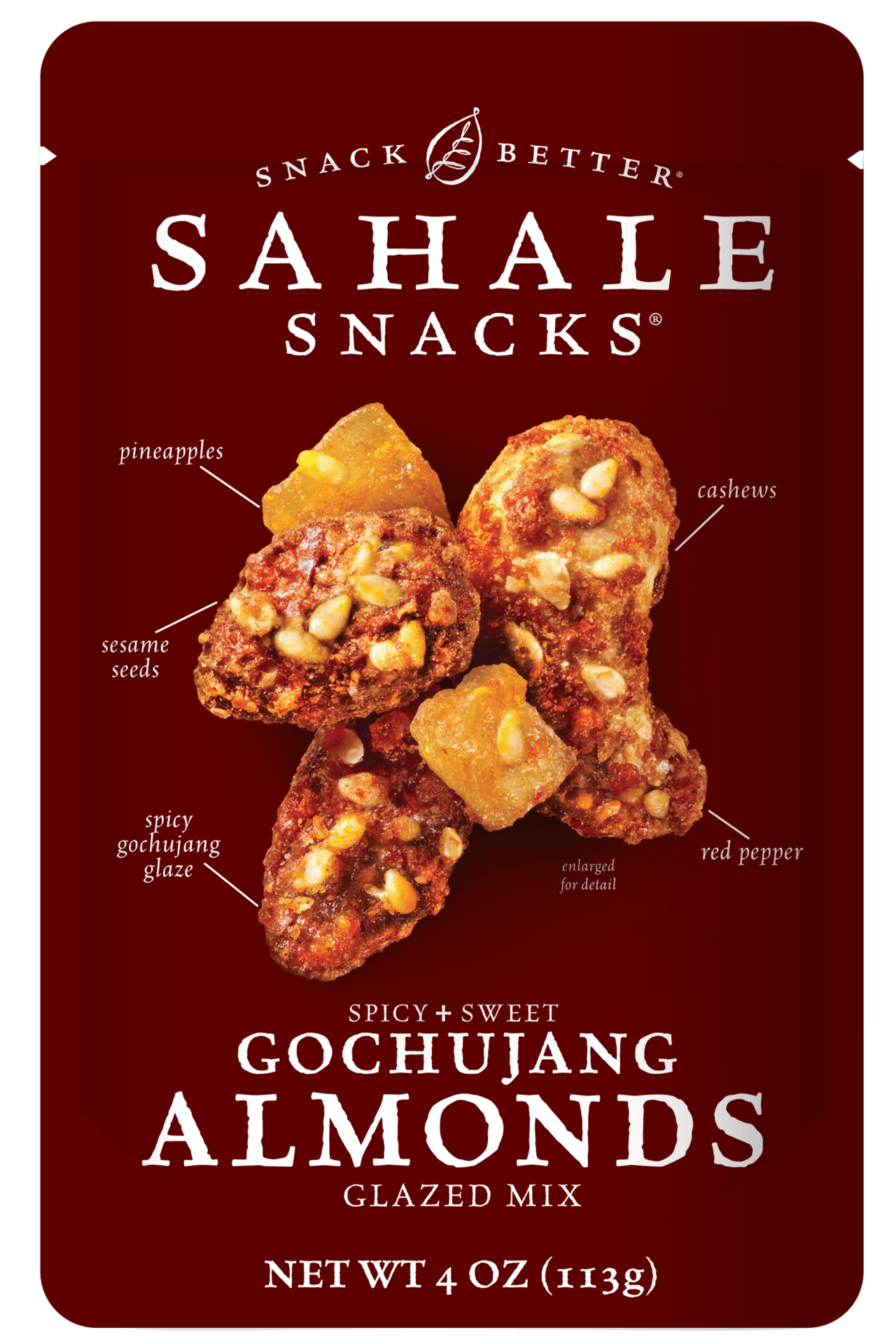 Sahale Snacks Gochujang Almonds Glazed Mix with pineapple, cashews & sesame seeds.