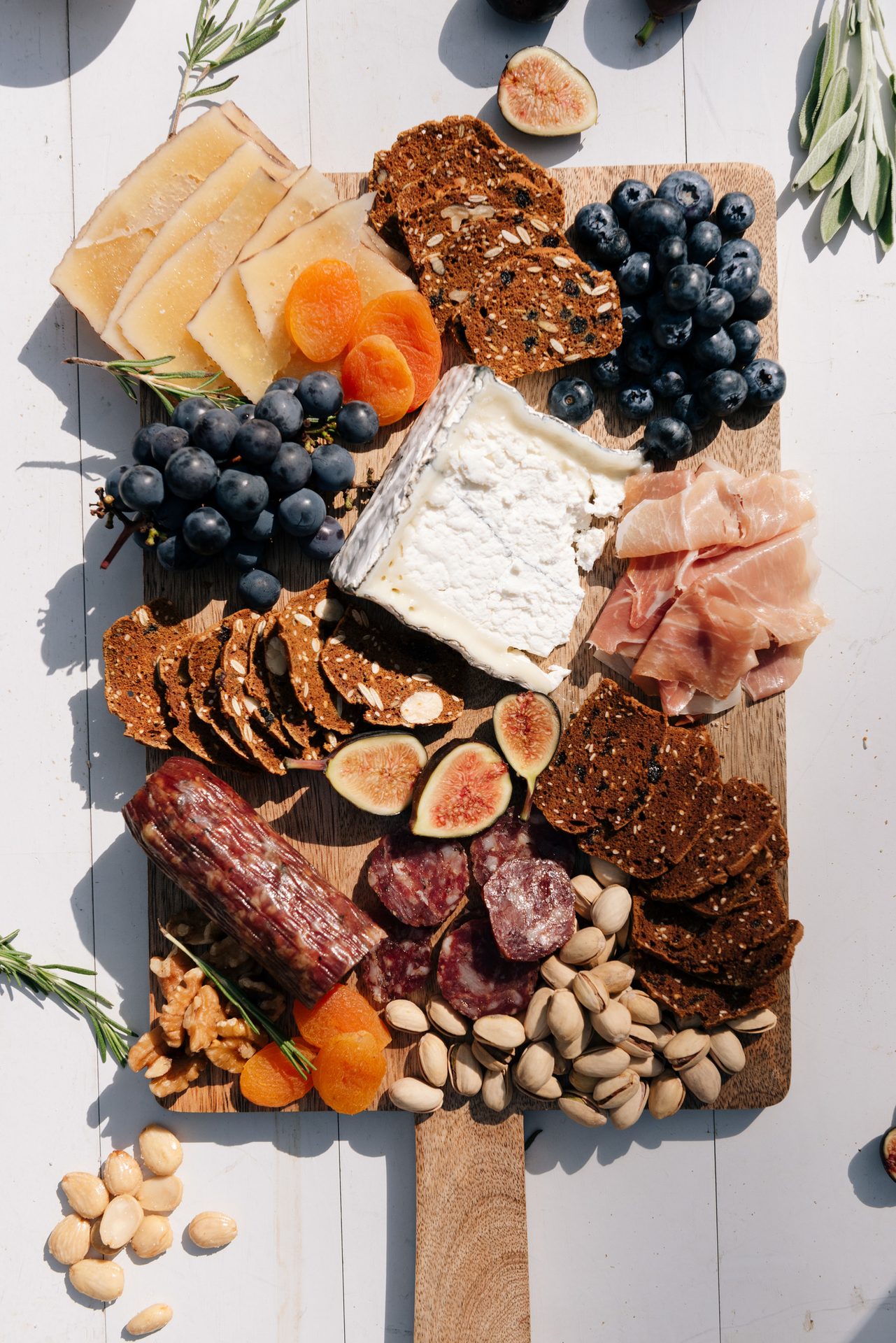 Charcuterie board, Buckwheat crackers, Meat, Cheese, Fruit