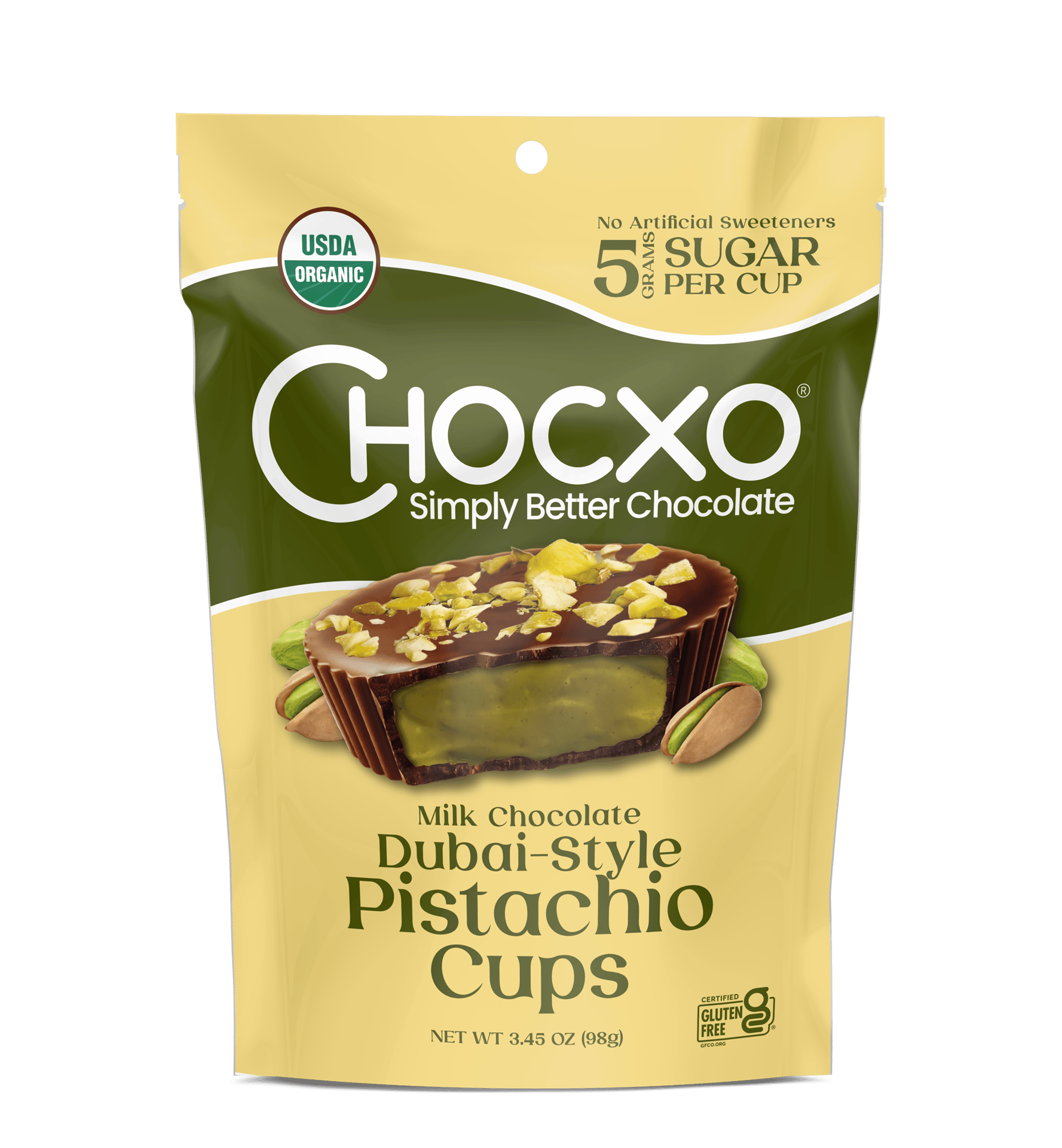 Upright pouch of Dubai-Style Pistachio Cups