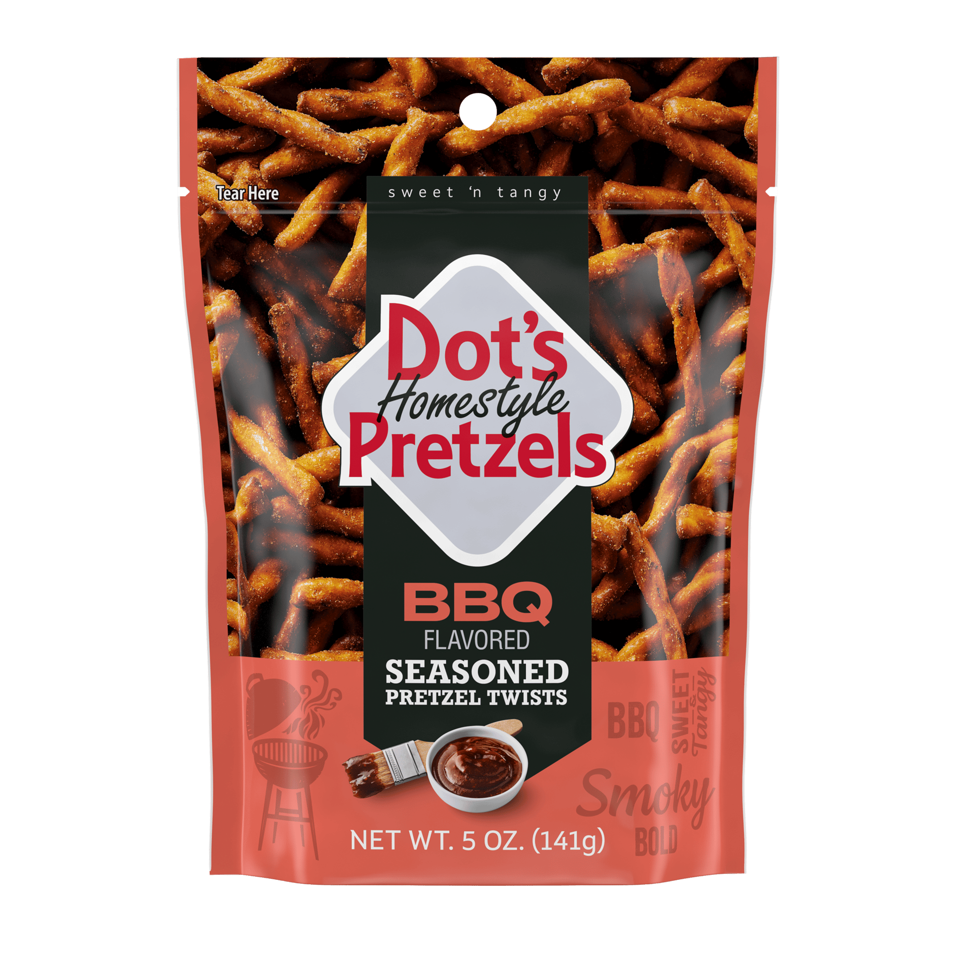 Dot's Homestyle BBQ Seasoned Pretzel Twists bag, 5 oz.