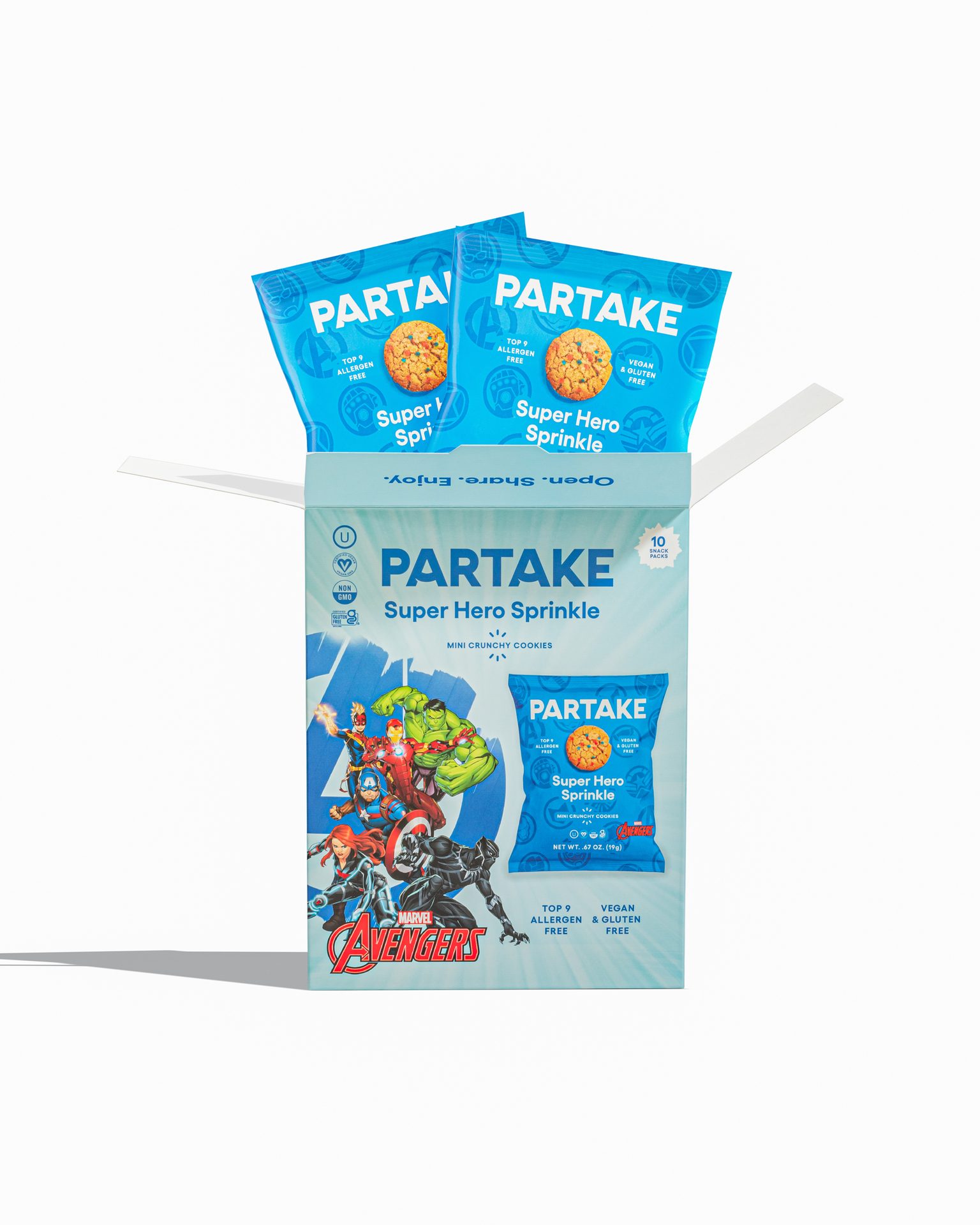 Cookie box, Snacks, Blue, Packages, Marvel