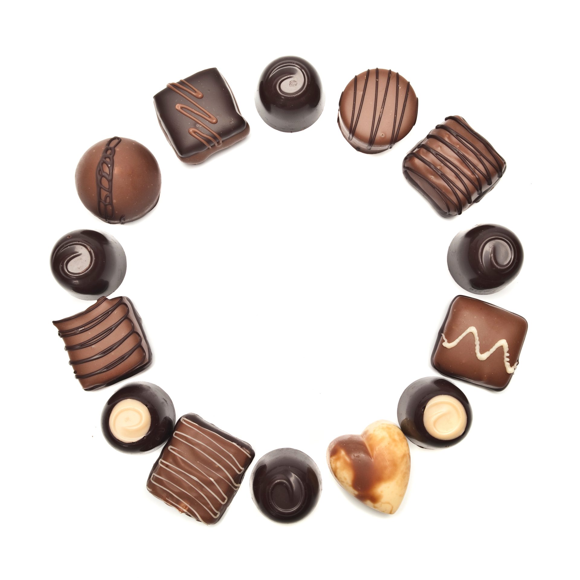 Brown, Amber, Chocolates arranged in a circle