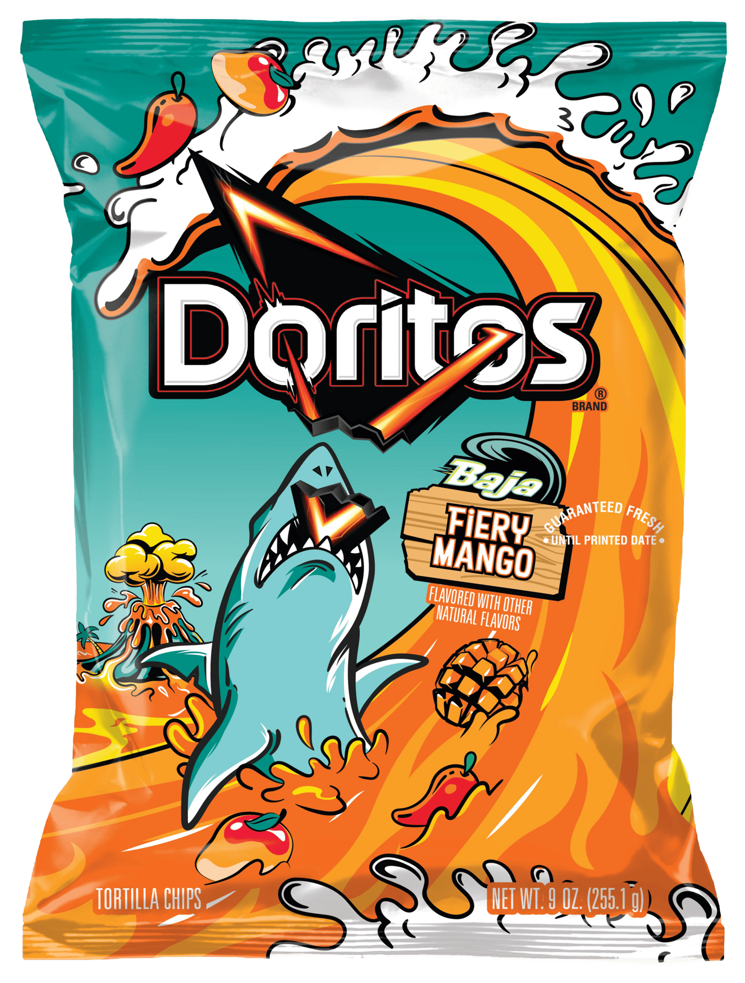 Bag of Doritos Baja Fiery Mango chips