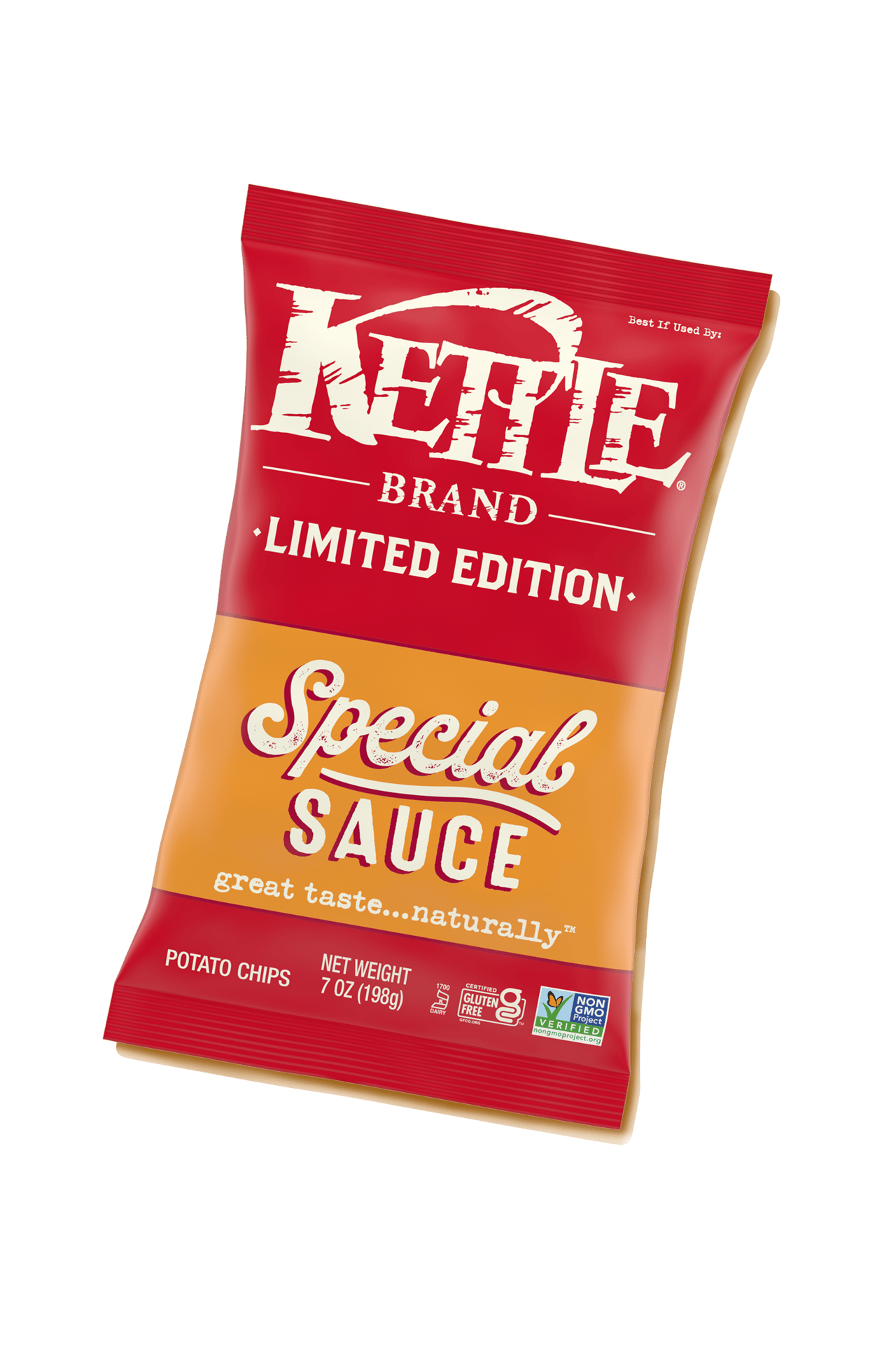 Red and orange chip bag