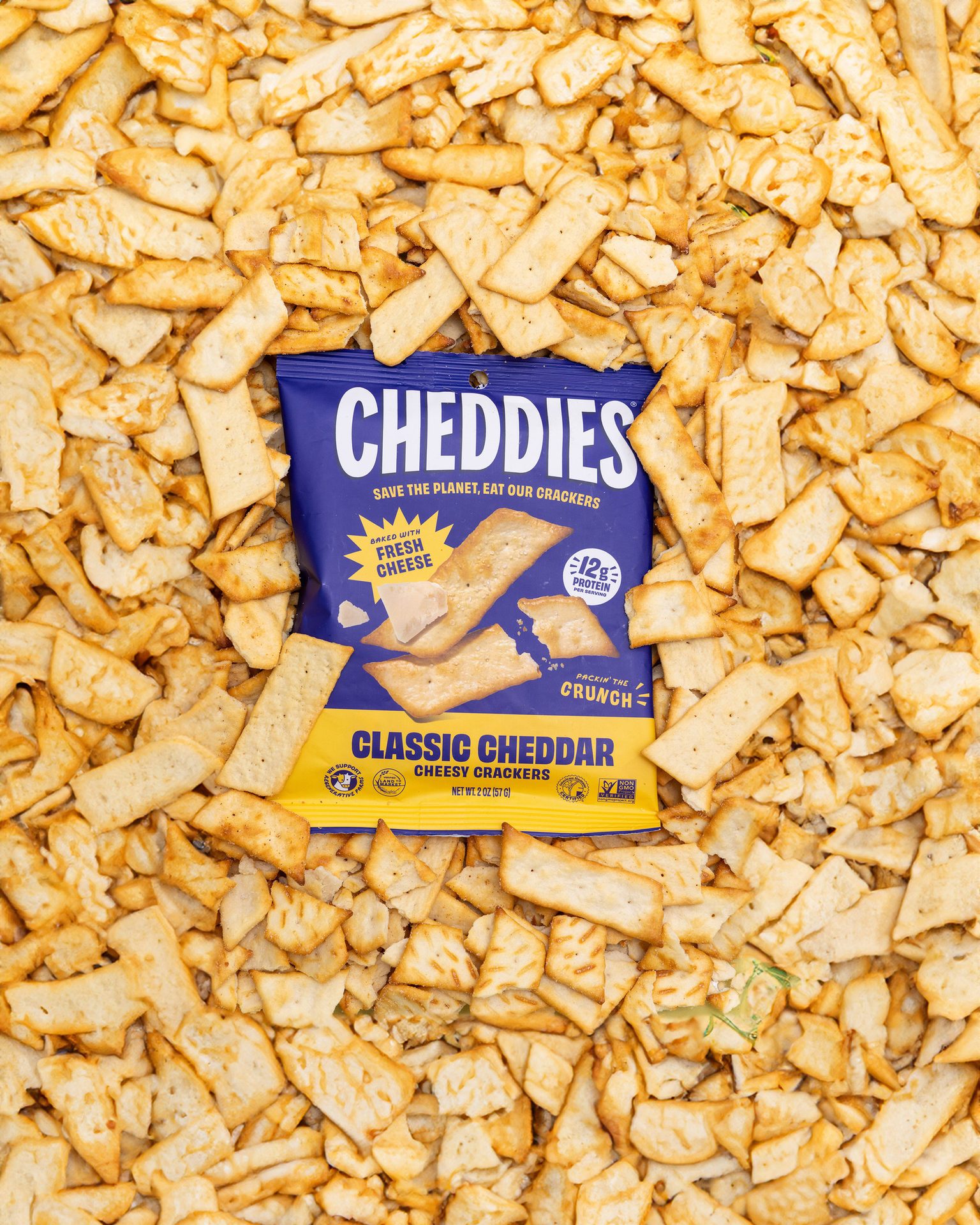 Crackers, Bag, Blue, Yellow, Cheddar, Product