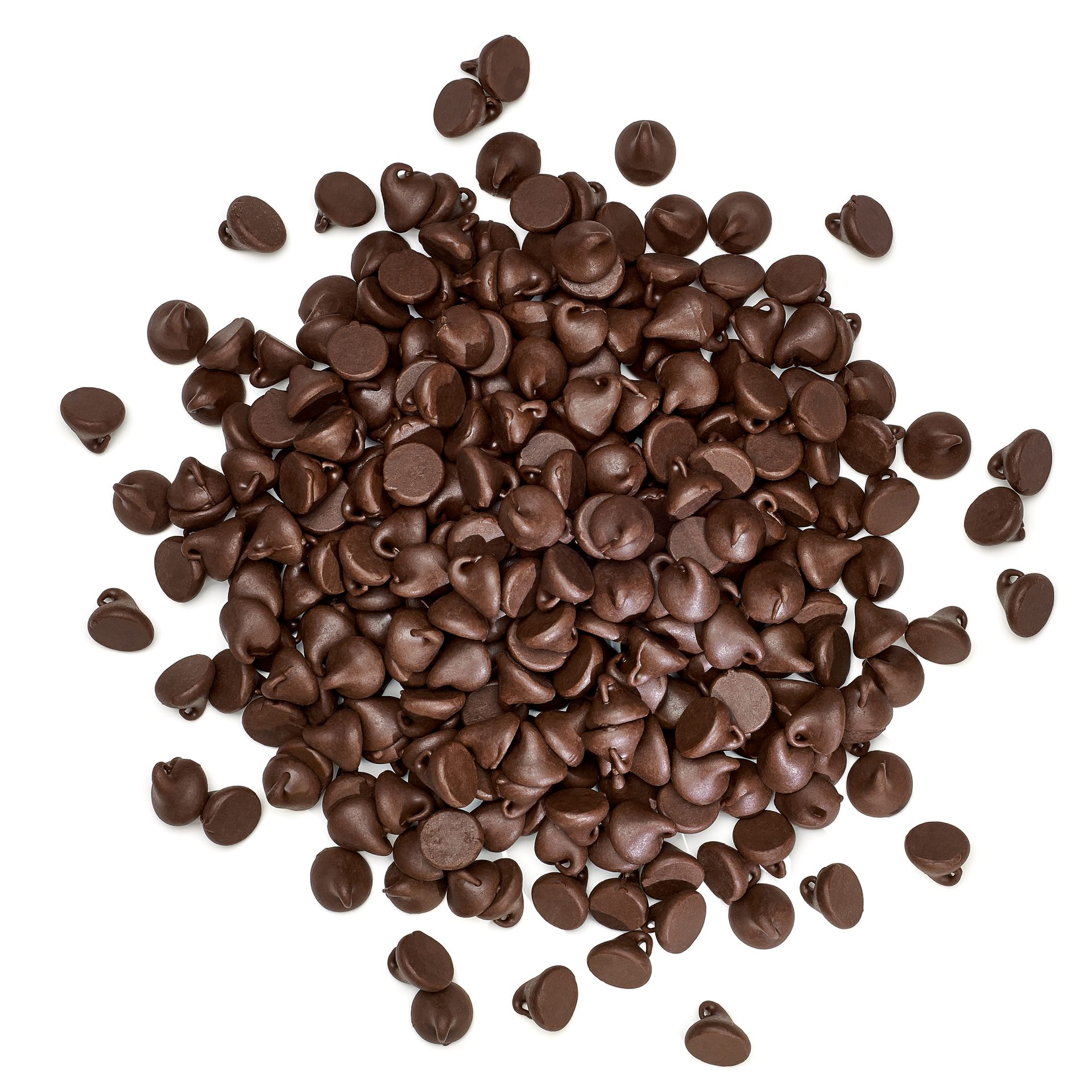 Chocolate chips, Chocolate, White background, View from above