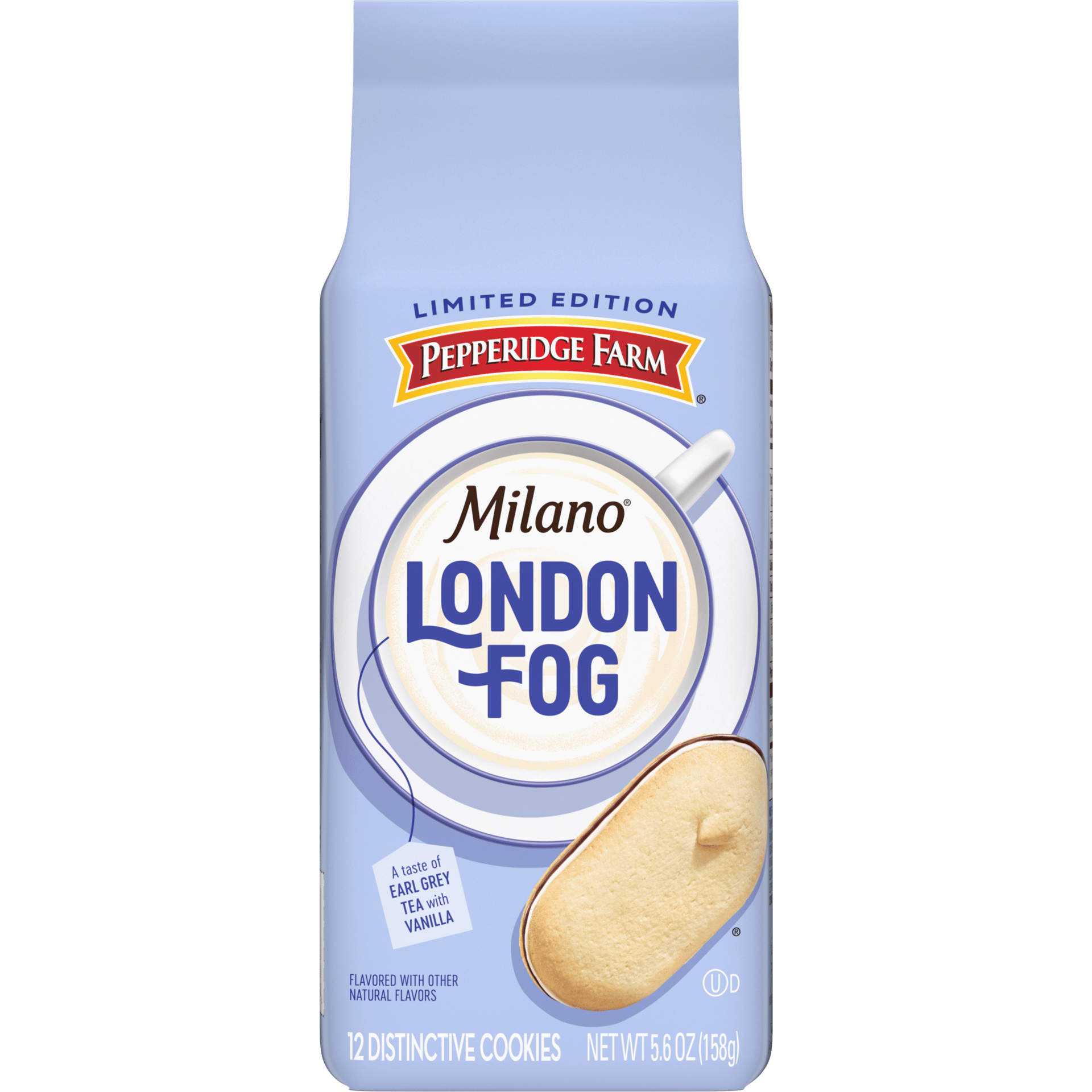 Milano London Fog flavor in purple and white packaging.