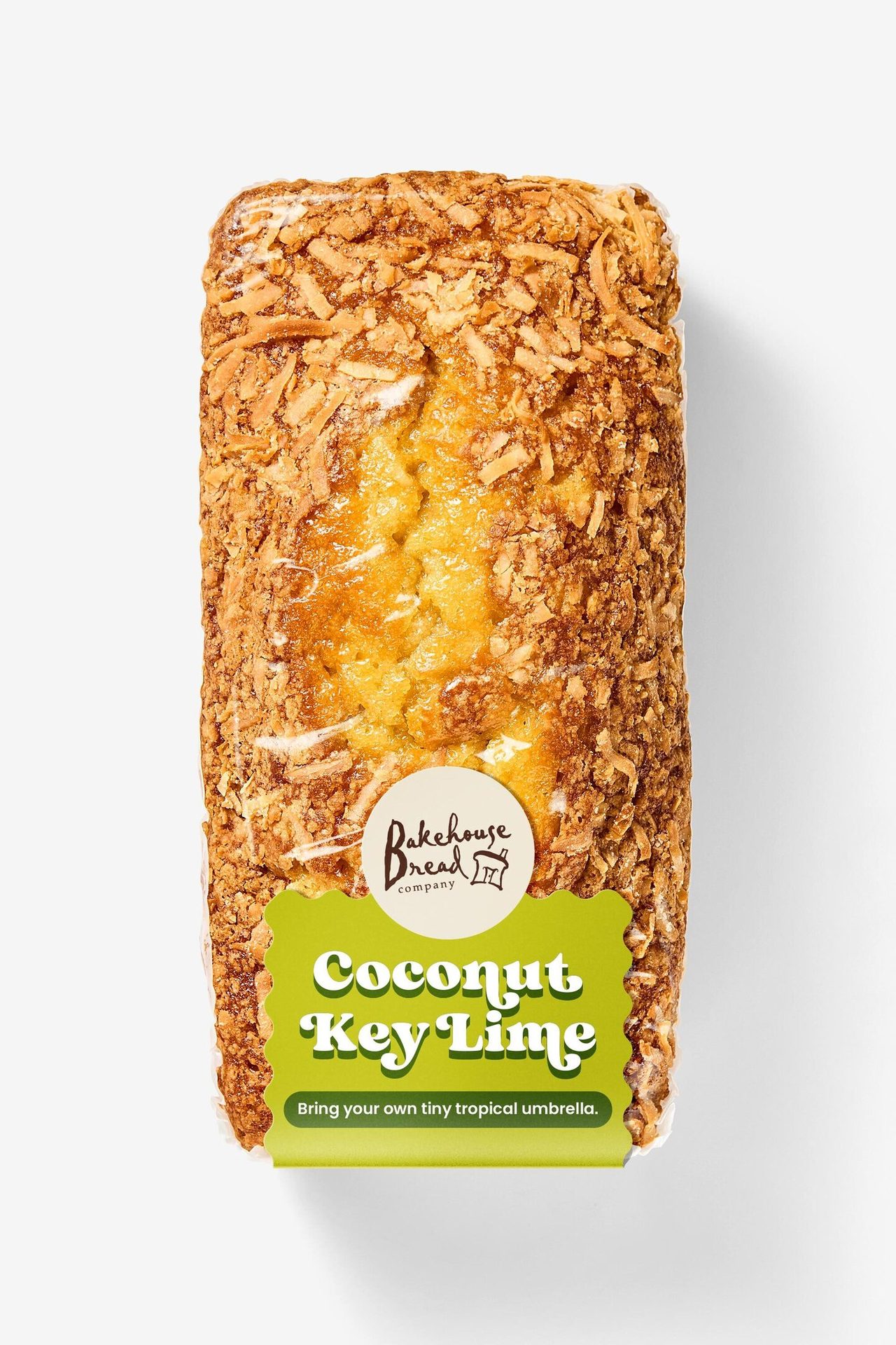 Bakehouse Baking Co. Coconut Key Lime loaf bread in green packaging