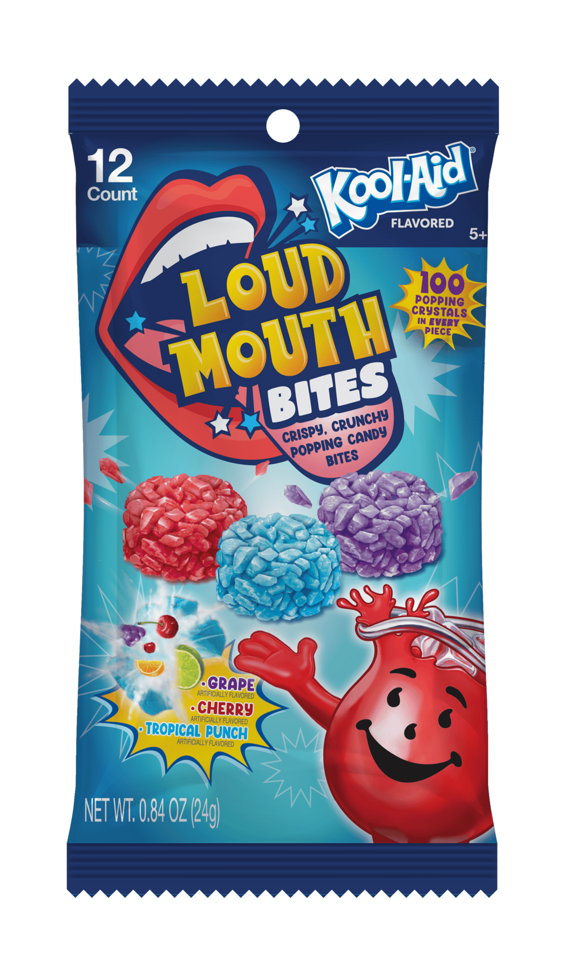 Loudmouth Bites, KoolAid-flavored, in colorful packaging.