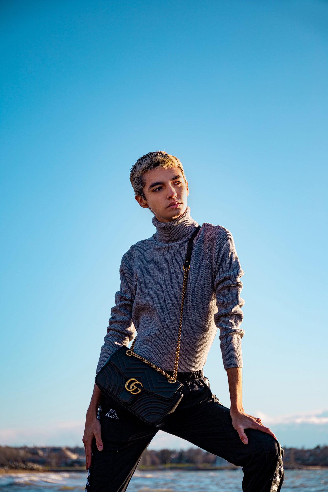 People in nature, Dress shirt, Flash photography, Sky, Water, Tartan, Sleeve, Happy, Eyewear, Travel