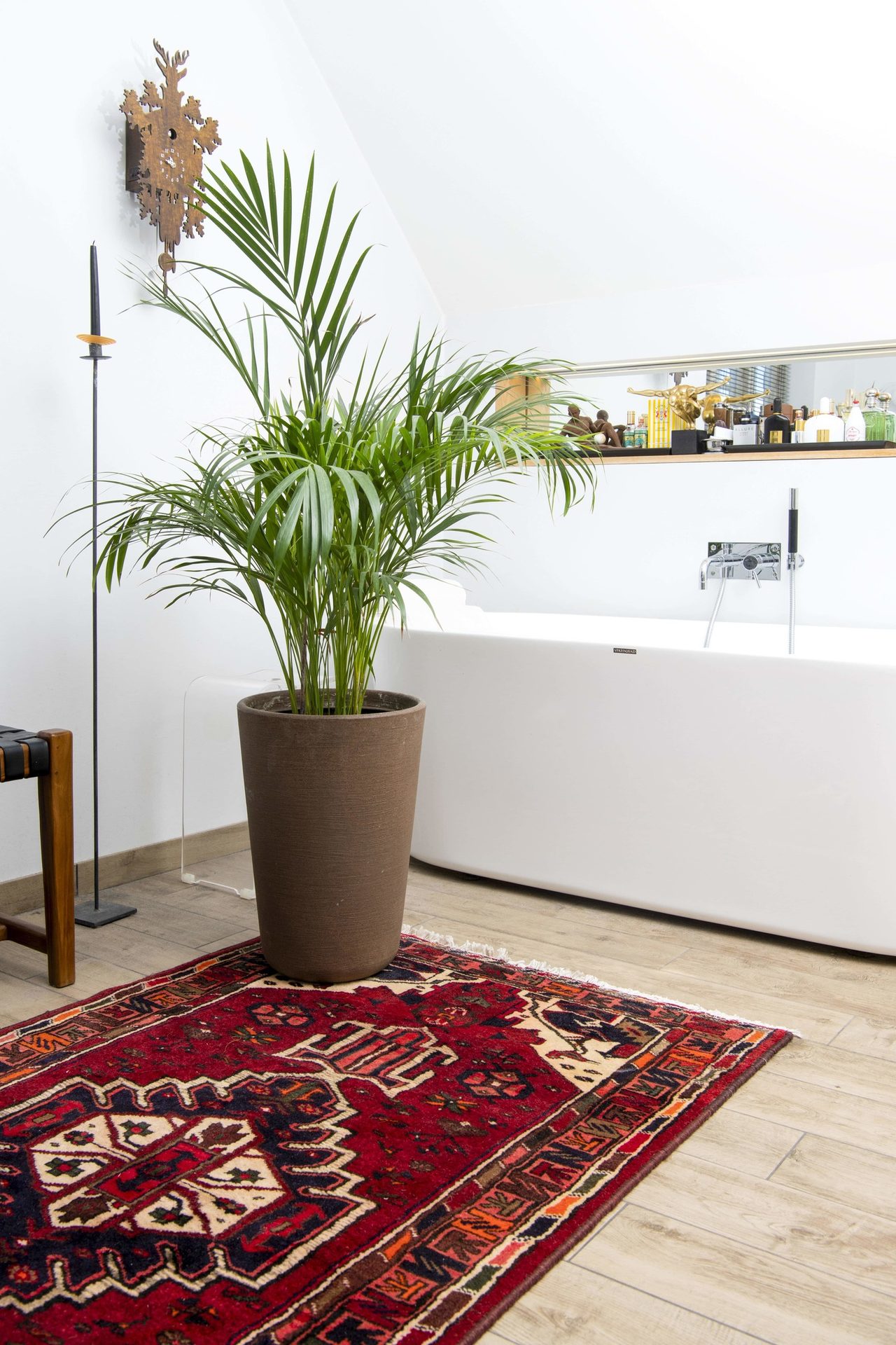 Interior design, Plant, Flowerpot, Houseplant, Wood, Flower, Rectangle, Flooring, Floor, Line