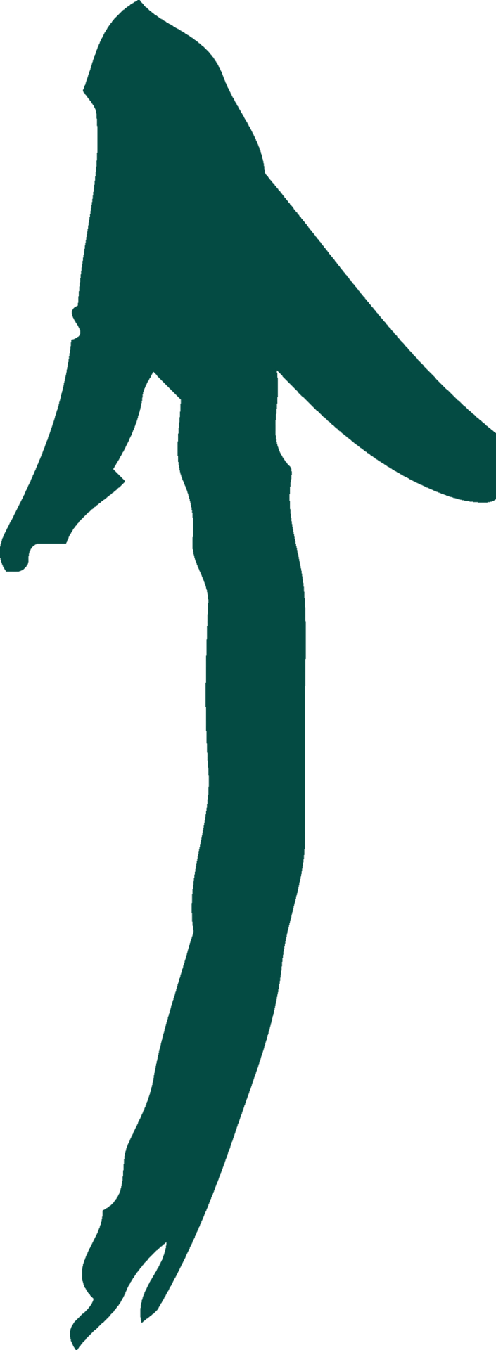 Organic dark teal upward-pointing arrow.