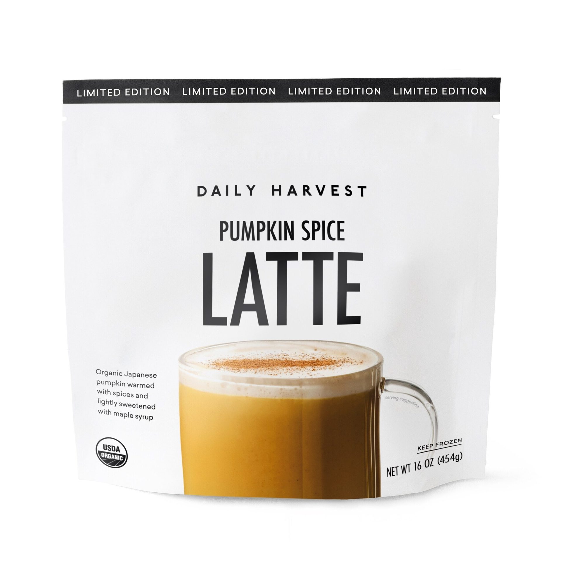 Daily Harvest Limited Edition Pumpkin Spice Latte pouch, USDA Organic.