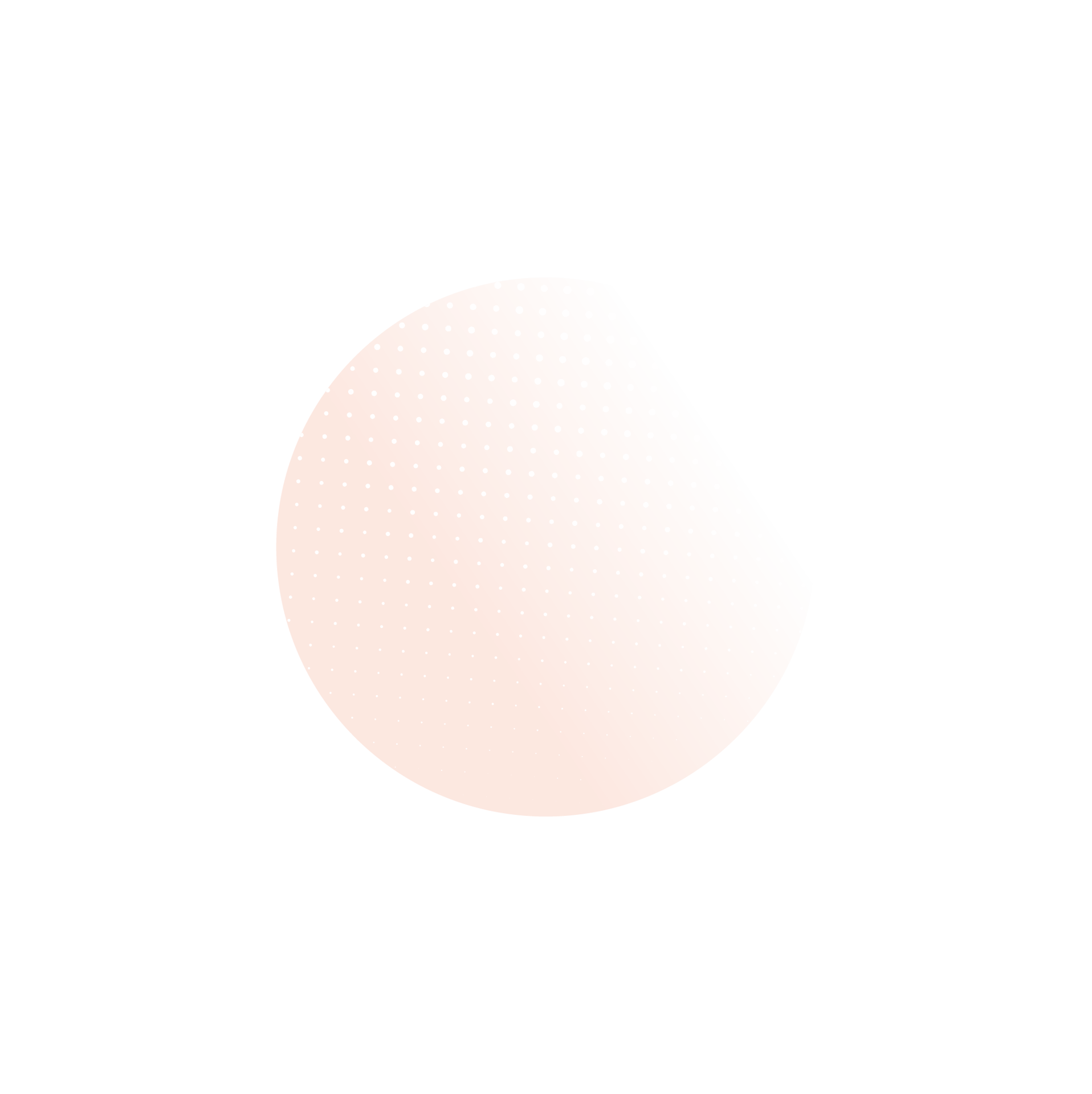 Light orange/peach circle with a halftone dot pattern and gradient on a white background.