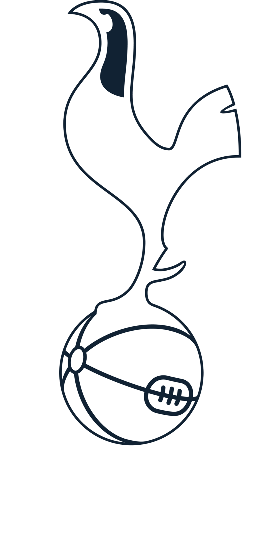 Tottenham Hotspur logo: White and dark blue cockerel standing on a football.