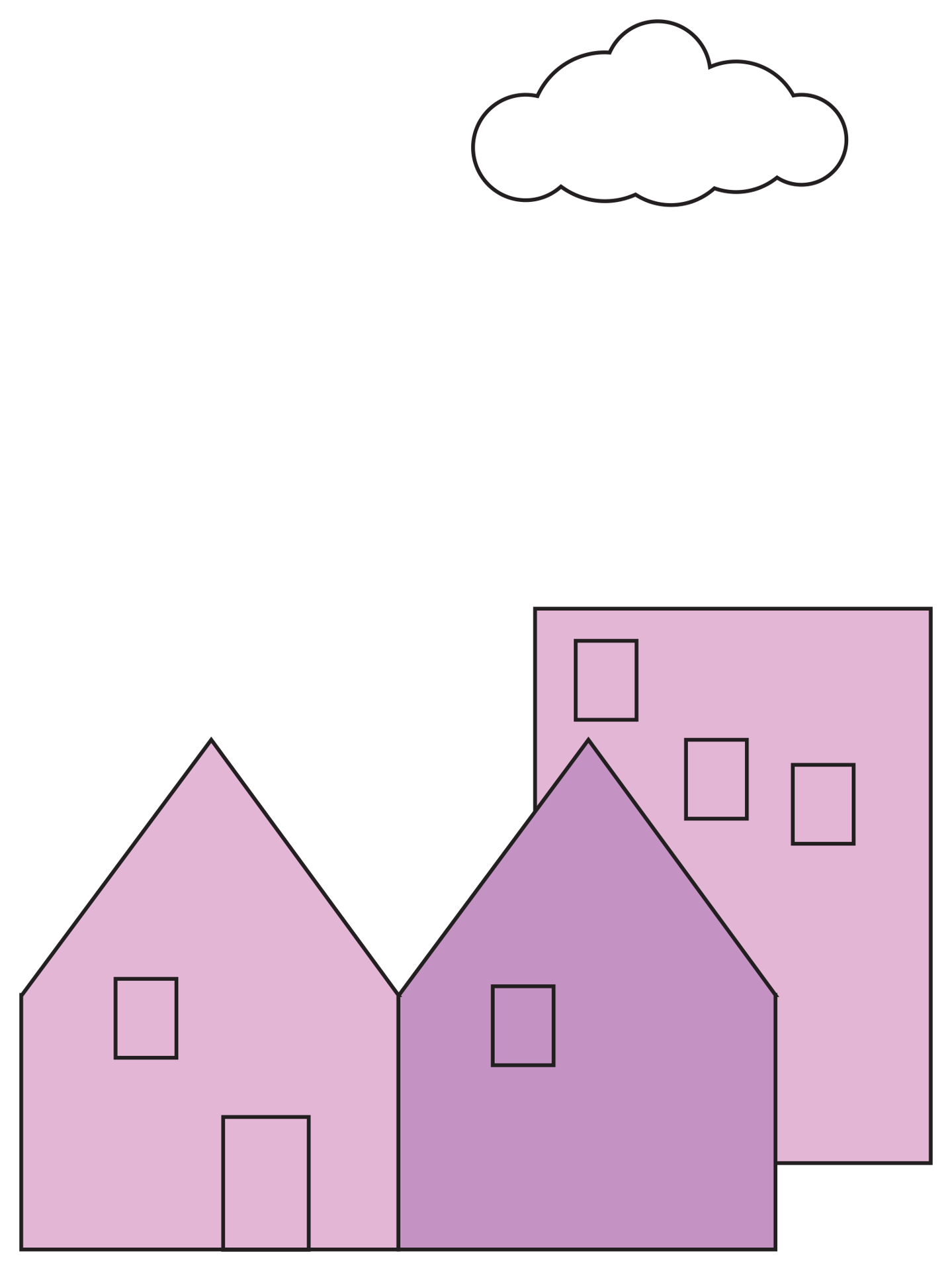 White, Window, House, Rectangle, Building, Slope, Pink, Font, Line