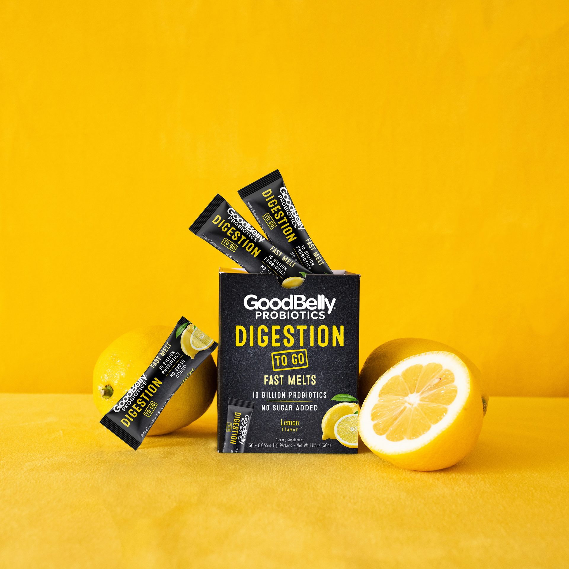 GoodBelly Probiotics Digestion Fast Melts lemon flavor