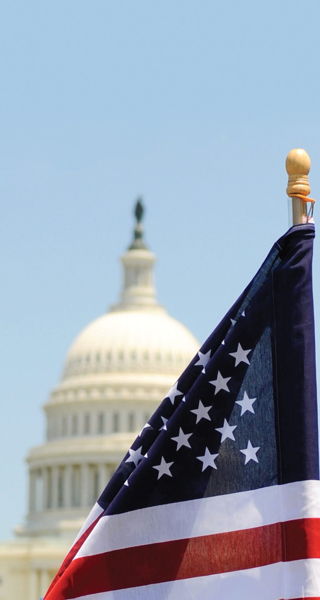 US Capitol with flag