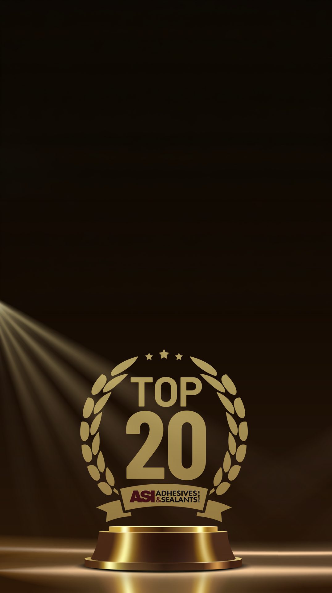 Spotlight background with ASI Top 20 logo in gold