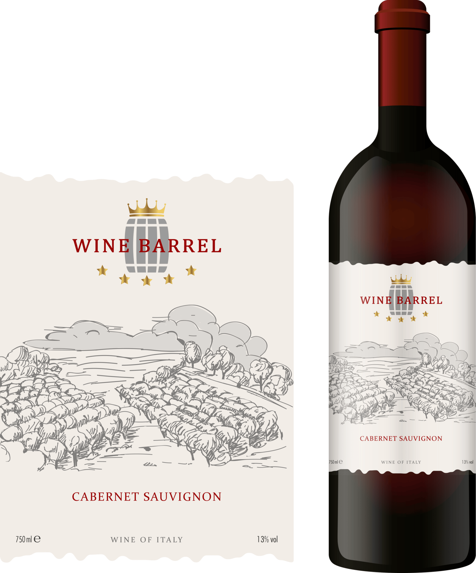 Bottle of wine and label