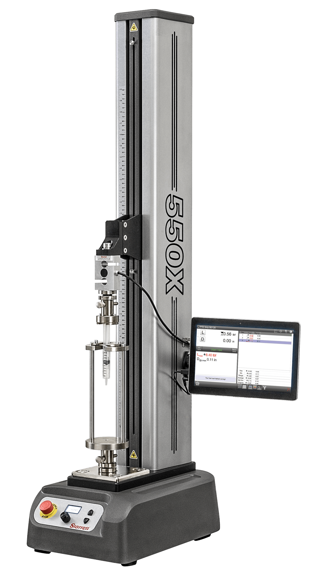 A smaller FMM series test stand performing similar testing to the FMS industrial grade testers.