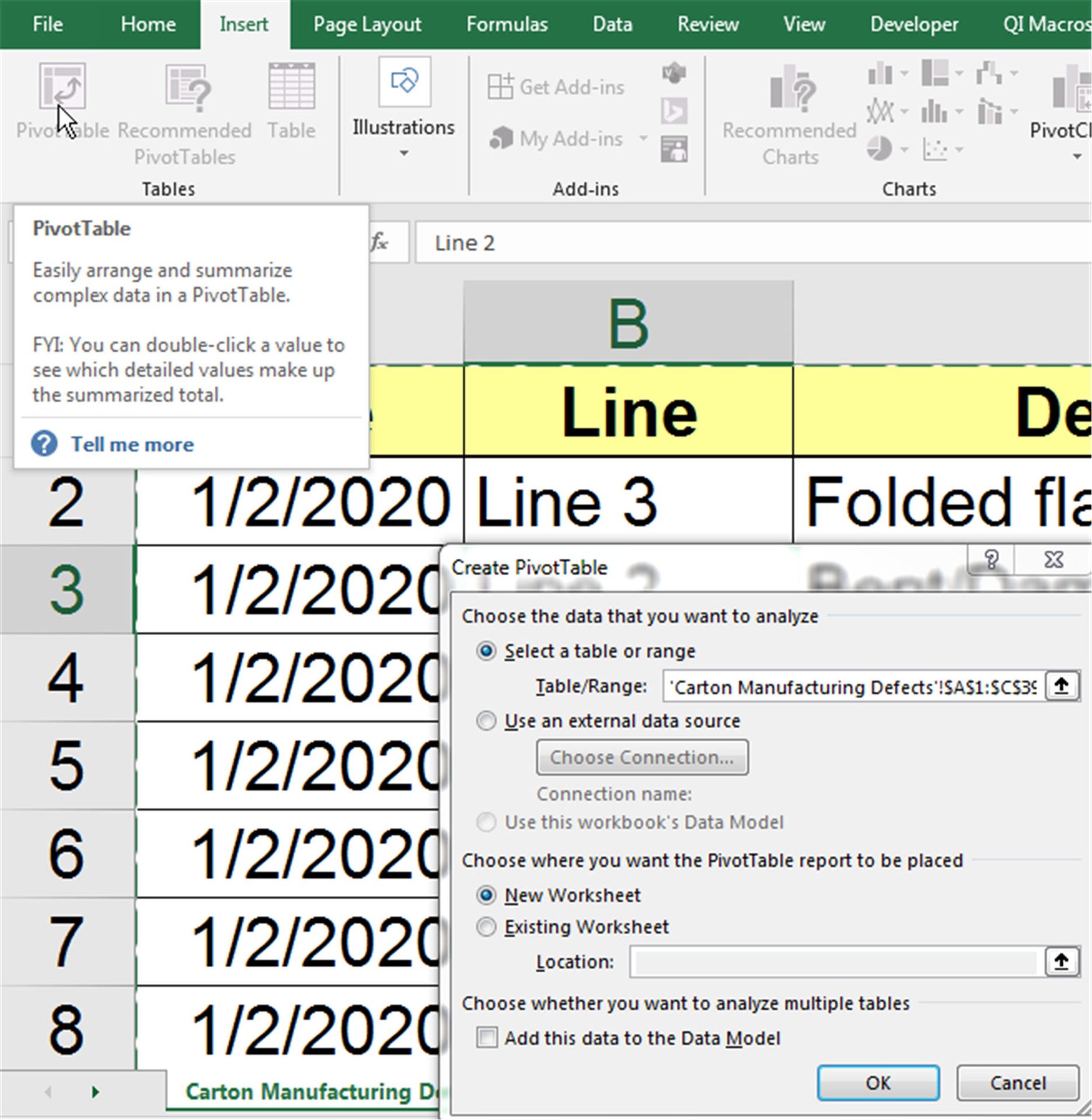 Figure 3 Insert Pivot Table