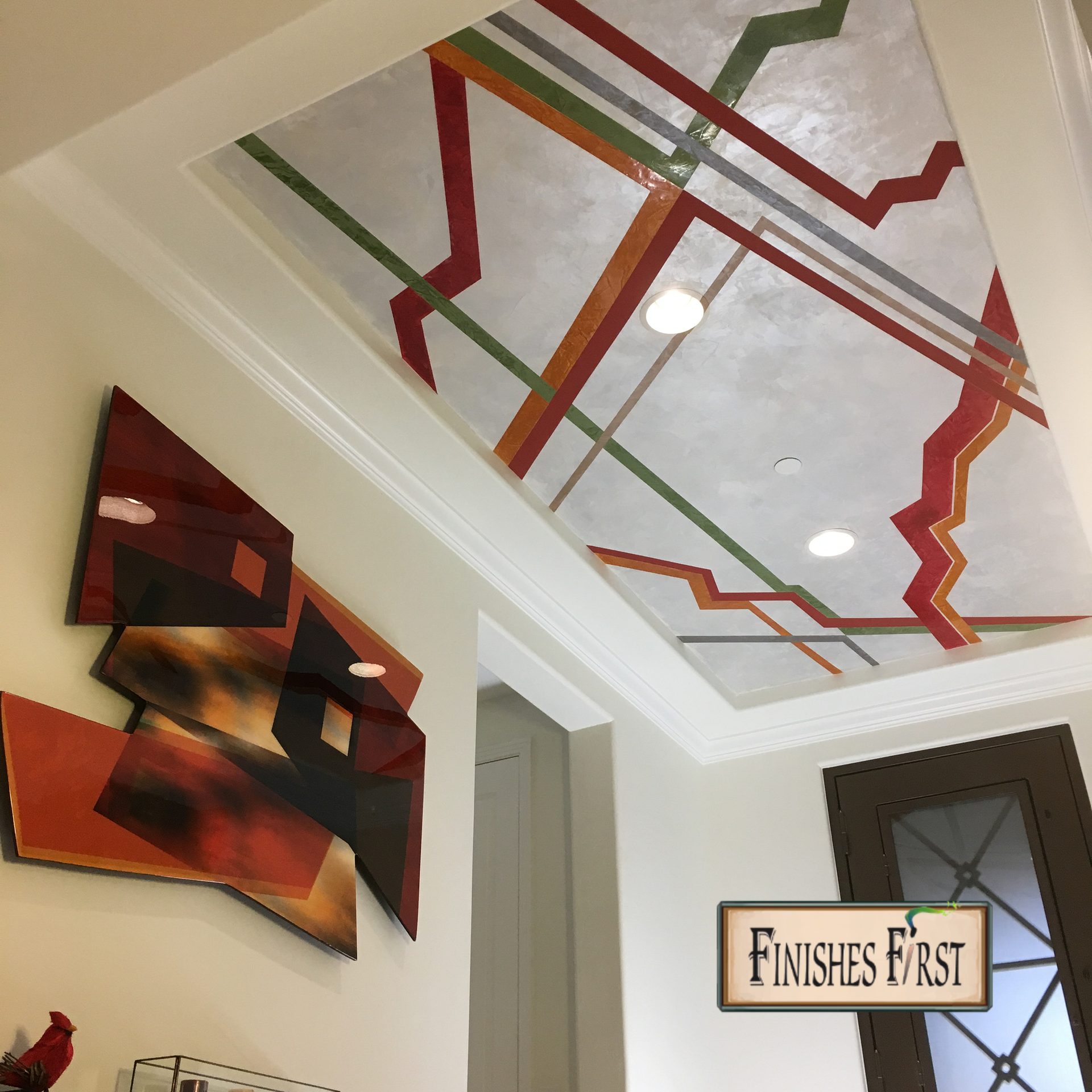 Interior design, Window, Building, Wood, Fixture, Orange, Line, Wall, Rectangle, Beam