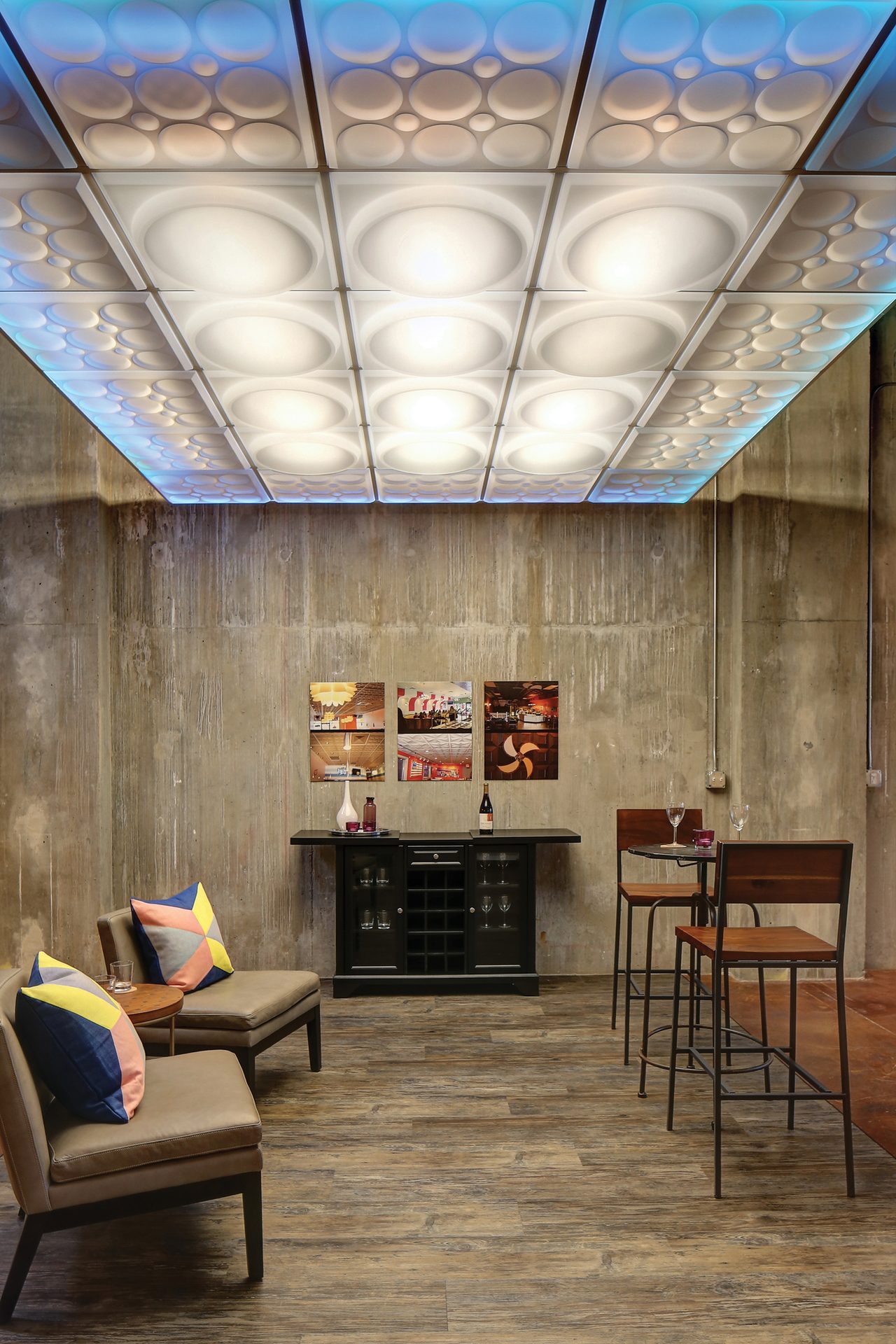 Interior design, Light fixture, Ceiling, Flooring, Furniture, Floor, Lighting, Chair