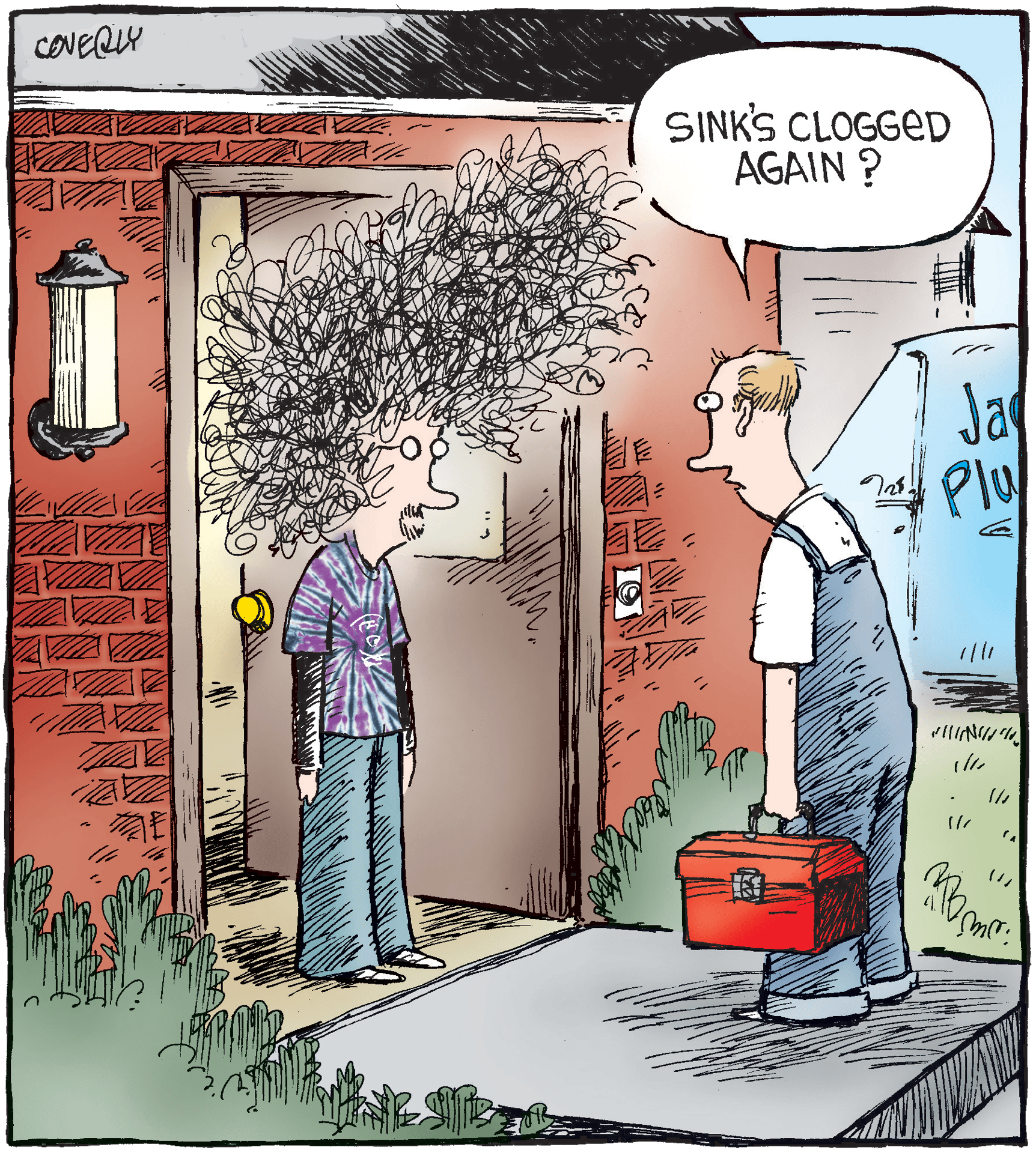 Sink's Clogged Again? cartoon