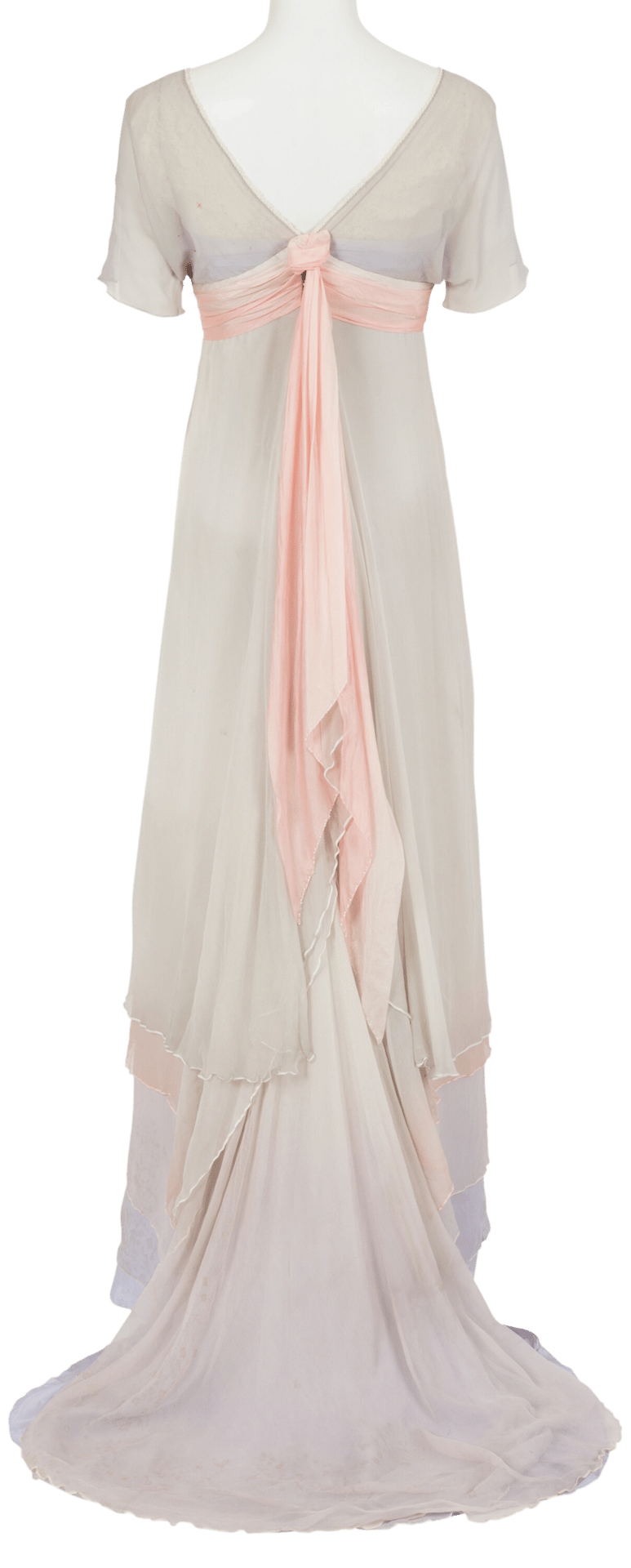 Bridal party dress, One-piece garment, Fashion design, Neck, Sleeve, Waist, Grey, Silk