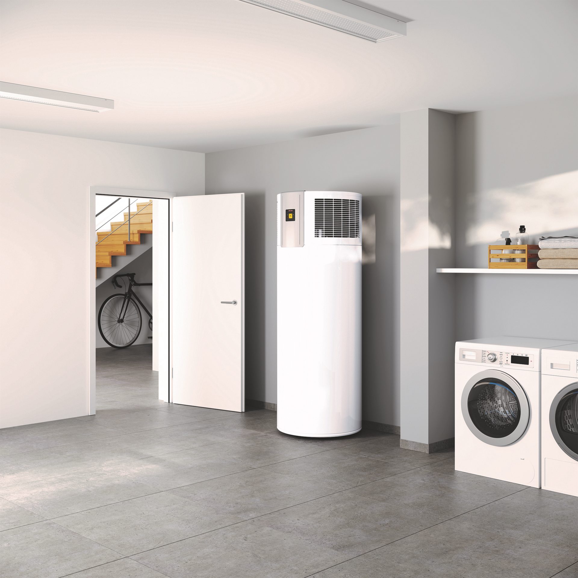 Clothes dryer, Washing machine, Laundry room, Home appliance, Interior design, Building, Door, Floor